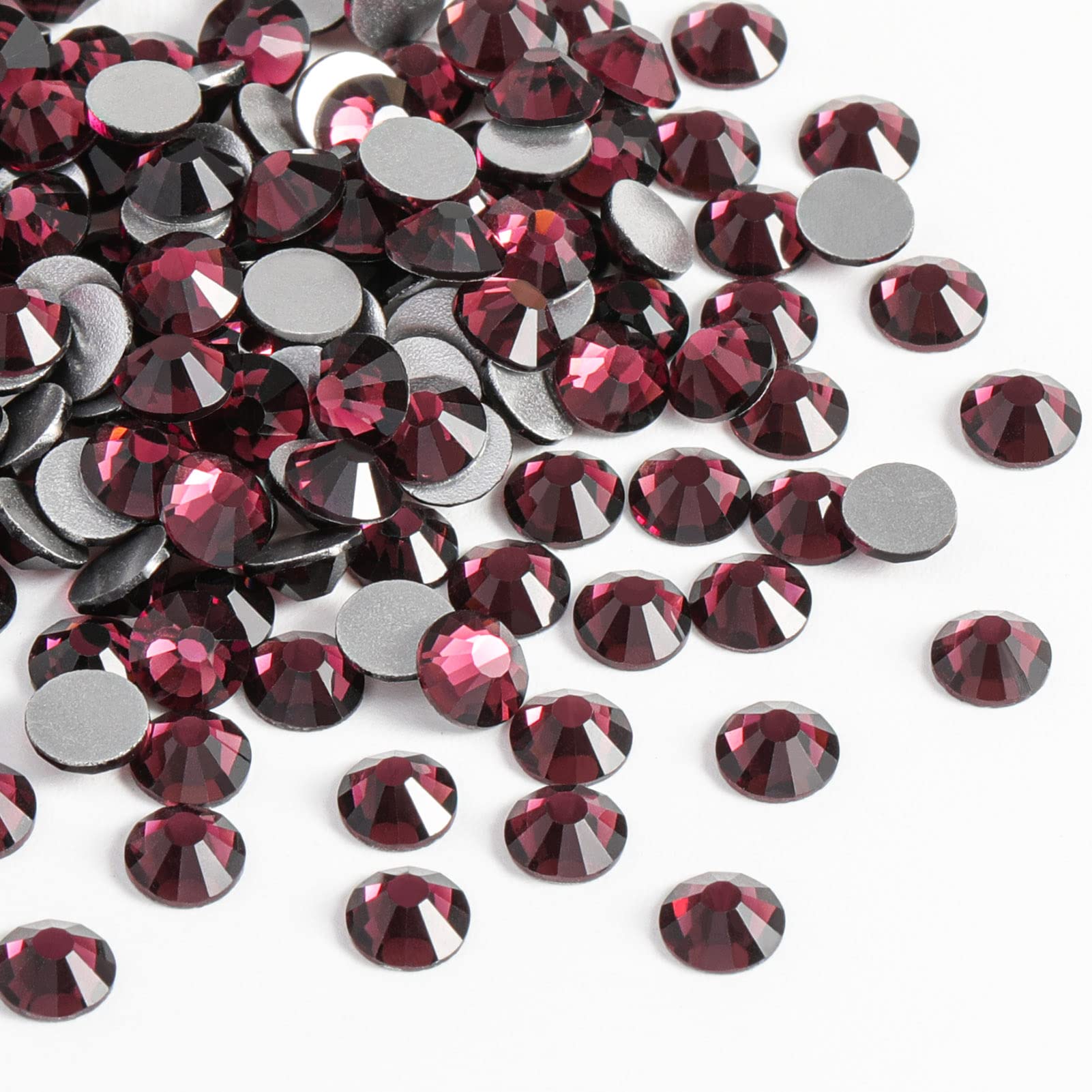 Beadsland 2880pcs Flat Back Crystal Rhinestones Round Gems for Nail Art and Craft Glue Fix, Amethyst,SS10,2.7-2.9mm