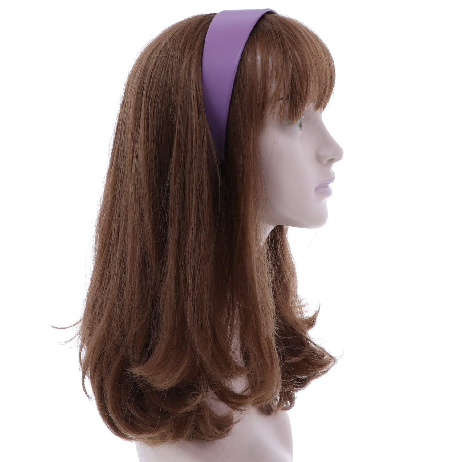 2 Inch Wide Leather Like Headband Solid Hair band for Women and Girls - Light Purple