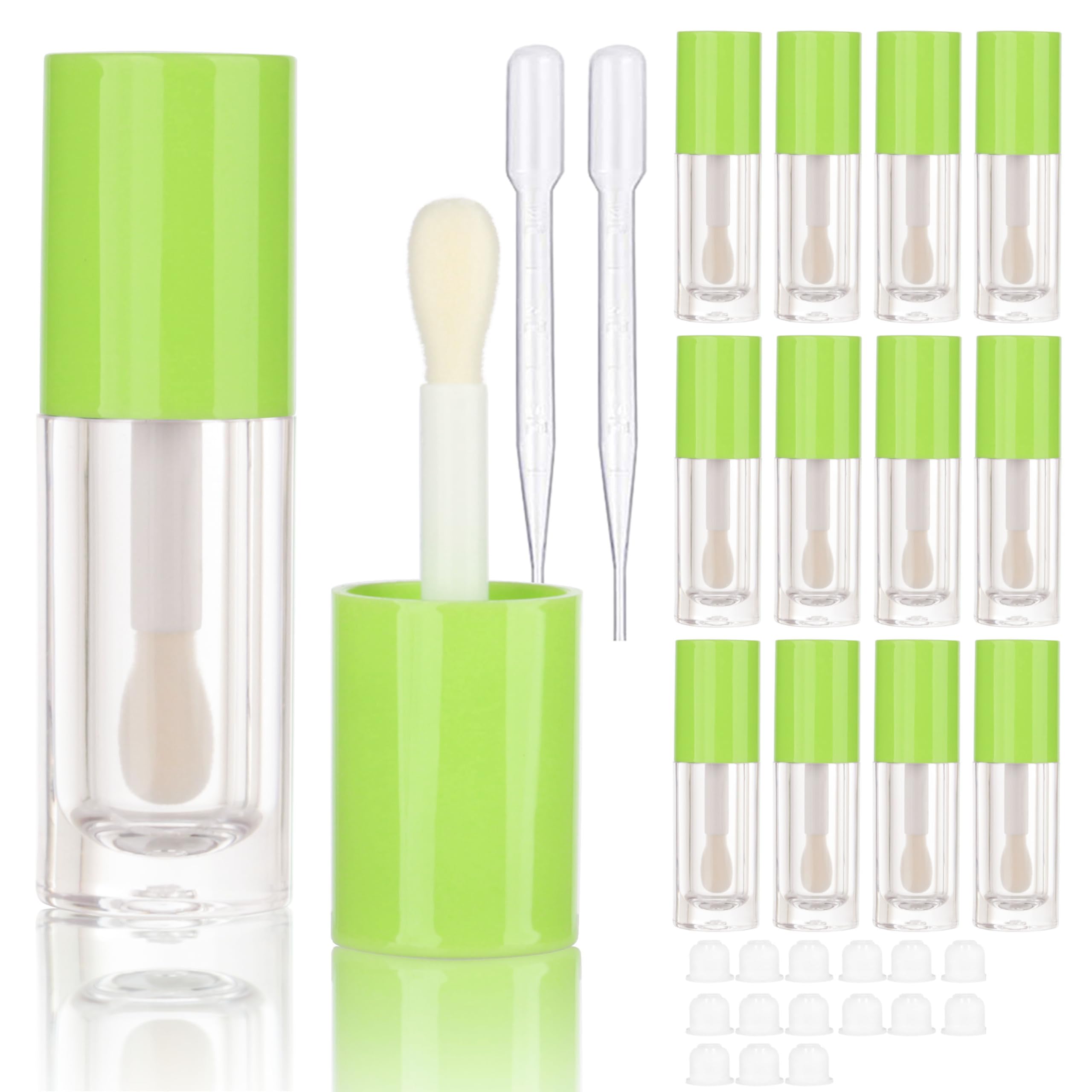 COSIDEA 14pcs Empty Green 6ml big doe foot wand lip gloss tubes Round Chunky lipgloss tubes containers wholesale with thick larg