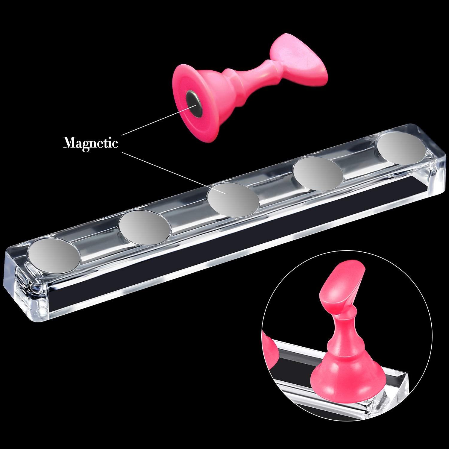 2 Set Acrylic Nail Art Practice Stands Magnetic Nail Tips Holders Training Fingernail Display Stands Diy Nail Crystal Holders An