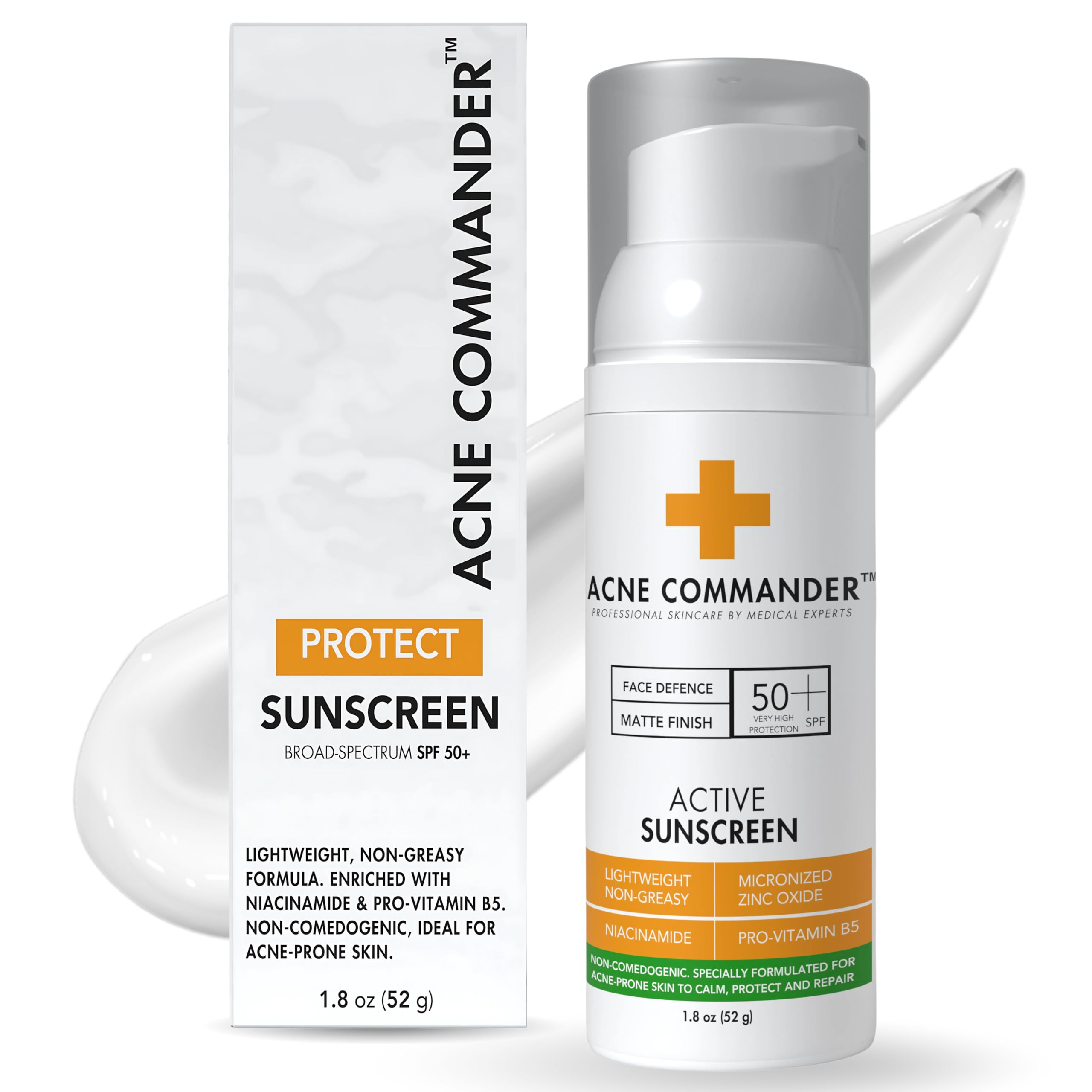 Breakout-Free Mineral SPF 50 Face Sunscreen - Zinc Oxide, Non-Comedogenic Broad-Spectrum UVA/UVB Protection for Sensitive & Acne