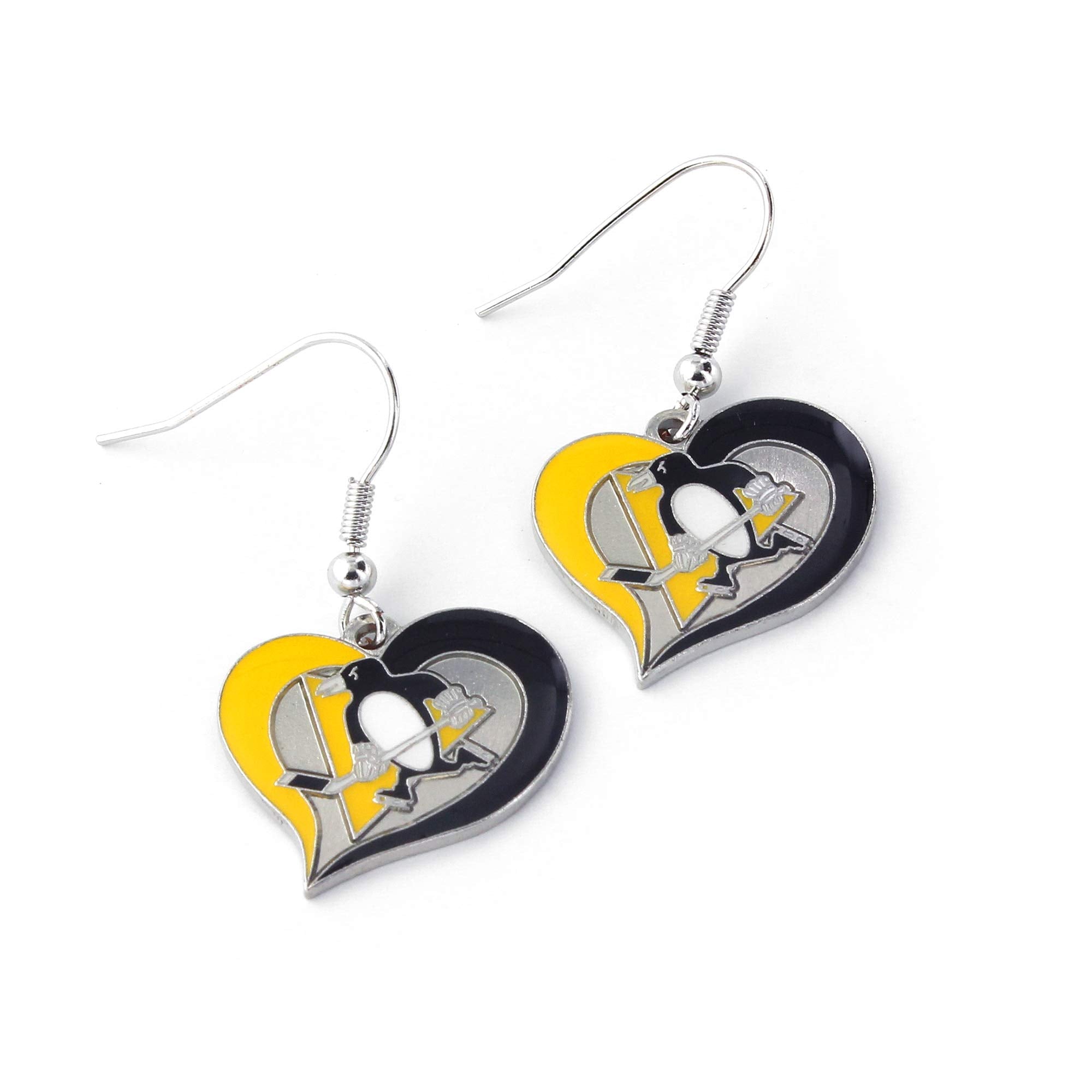 NHL Pittsburgh Penguins Swirl Heart Earrings