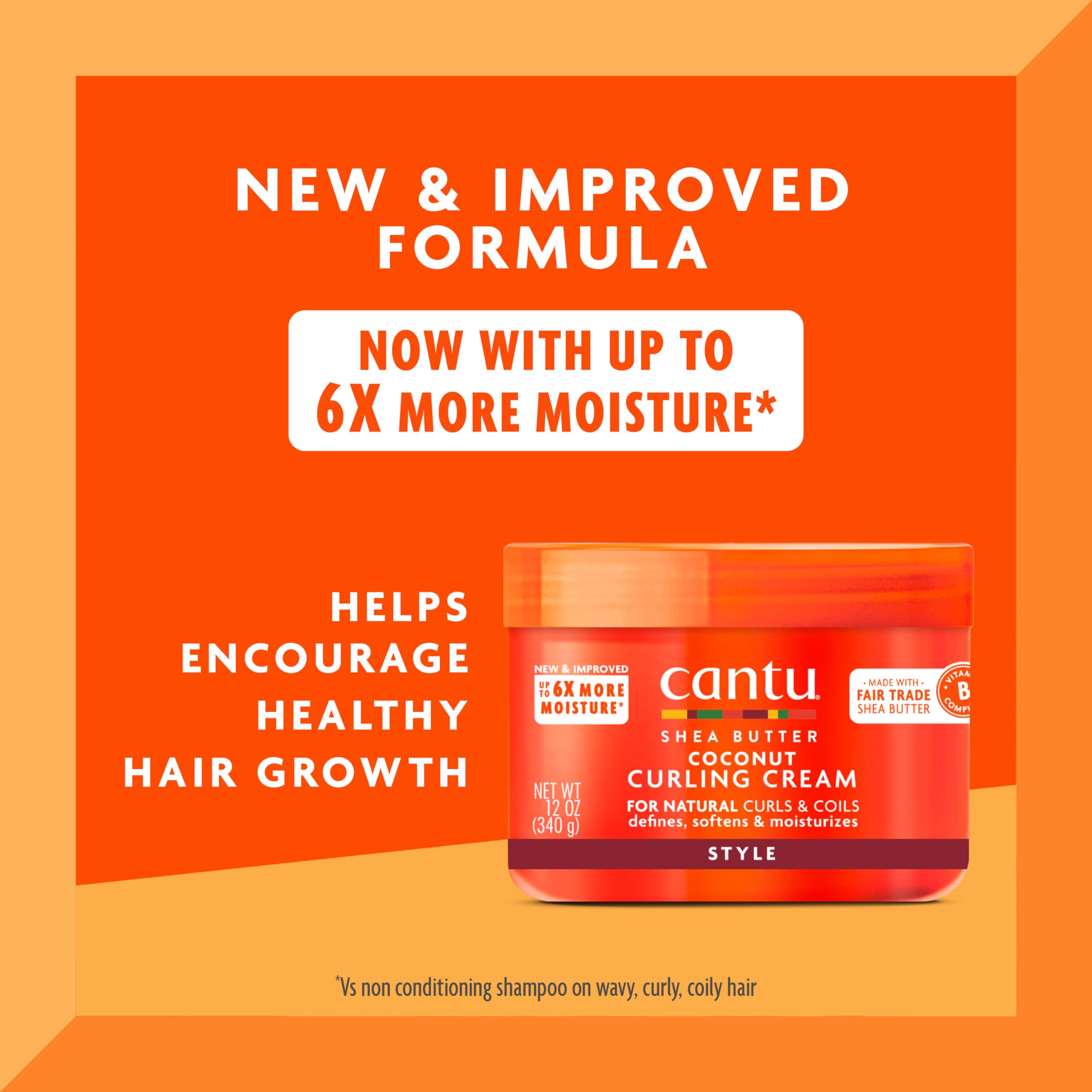 Cantu Coconut Curling Cream With Shea Butter For Natural Hair, 12 Oz, Packaging May Vary
