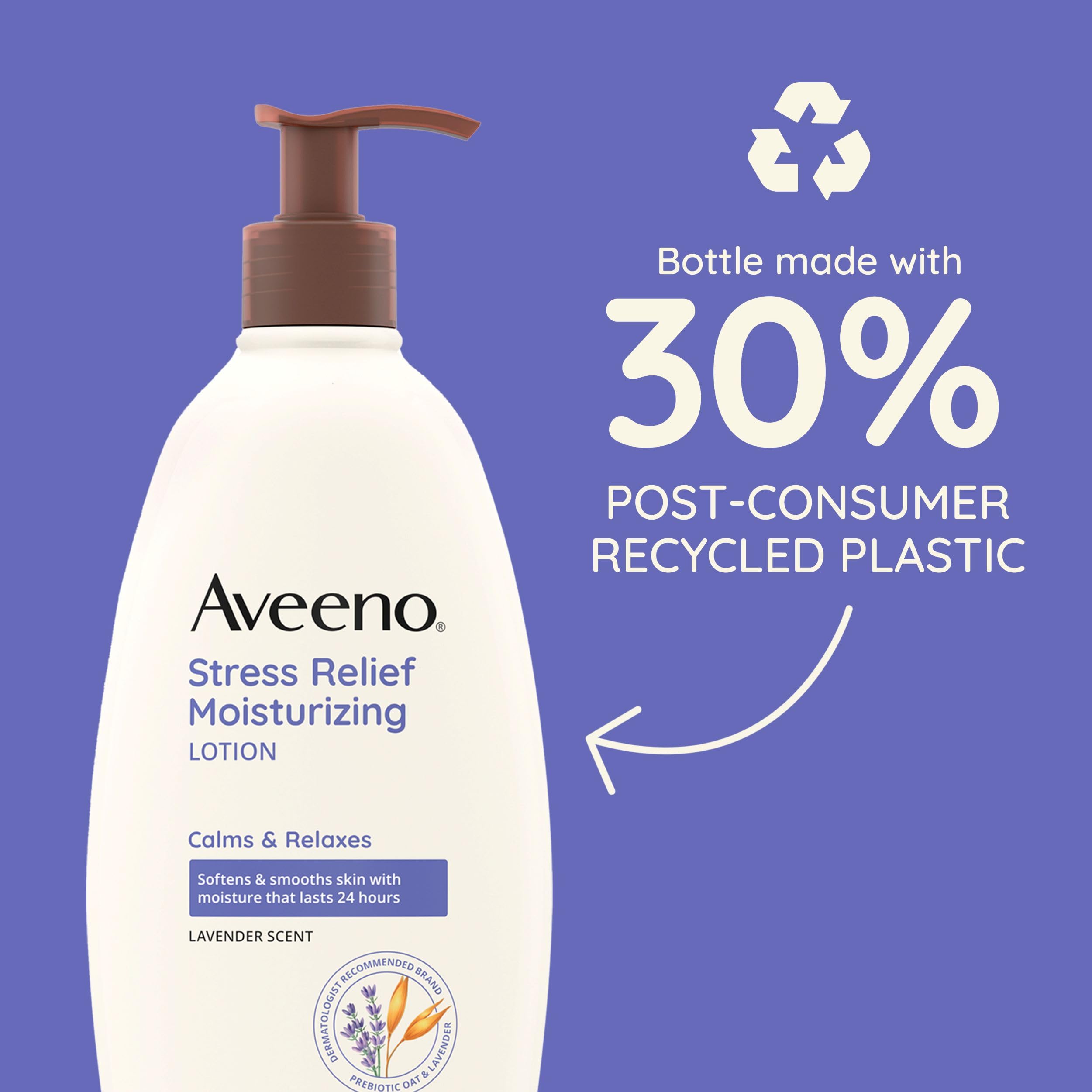 Aveeno Stress Relief Moisturizing Body Lotion with Lavender Scent, to help you feel Calm and Relaxed, Hydrating Body Lotion for