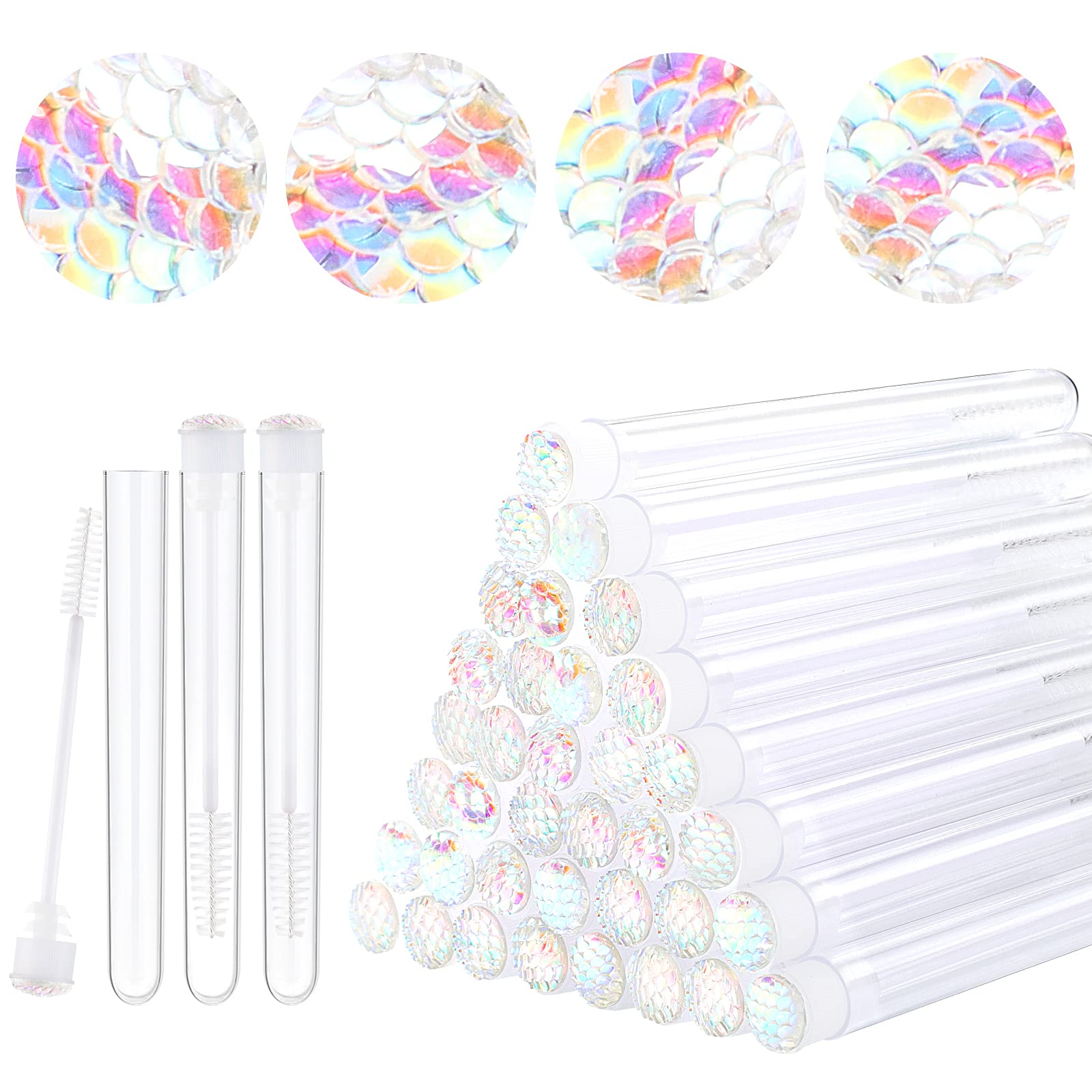 Dming 20pcs Eyelash brush Lash Wand Makeup tool Eyelash Extension supplies cleaning brush Diamond Mascara scale white