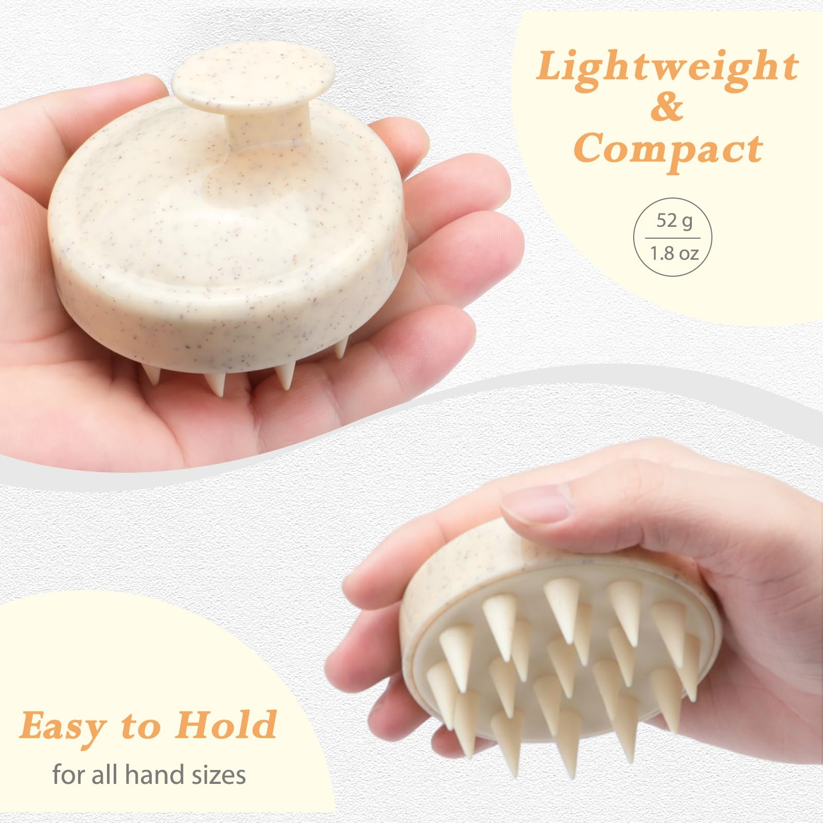 FREATECH Wheat Straw Scalp Massager Shampoo Brush with Soft Silicone Bristles for Scalp Scrub and Hair Growth, Head Massager Hai