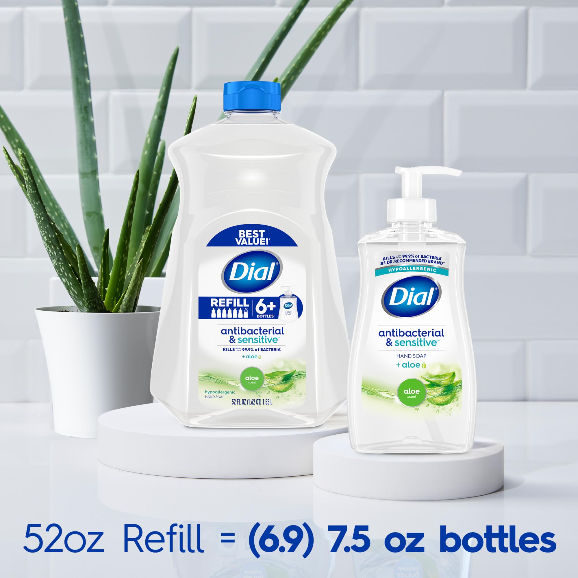 Dial Antibacterial Liquid Hand Soap Refill, Aloe, 52 fl oz (Pack of 3)