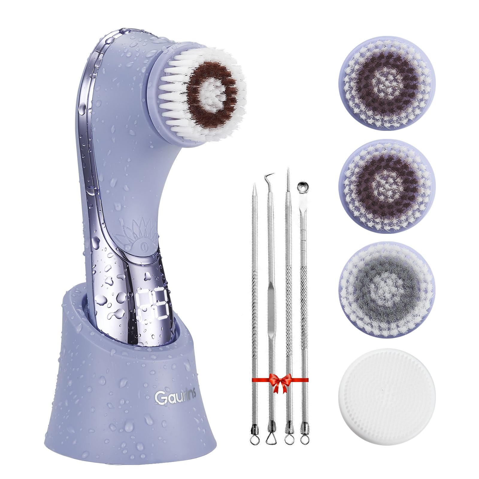 Facial Cleansing Brush Face Scrubber Exfoliator Rechargeable Ipx7 Waterproof Electric Spin Cleanser Device For Exfoliating, Mass
