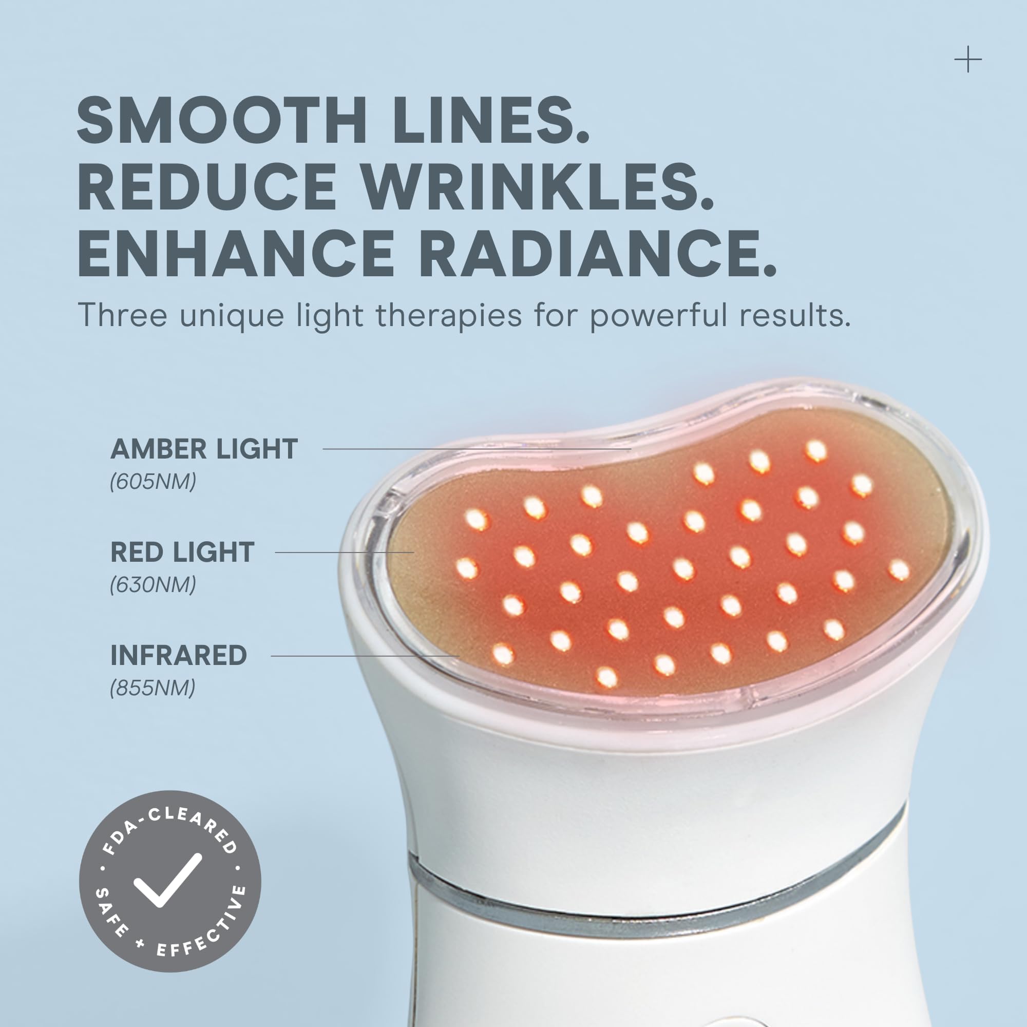 NuFACE TRINITY+ LED Red Light Wrinkle Reducer Attachment for Microcurrent Facial Device - FDA Cleared At Home 3-Minute Fine Line