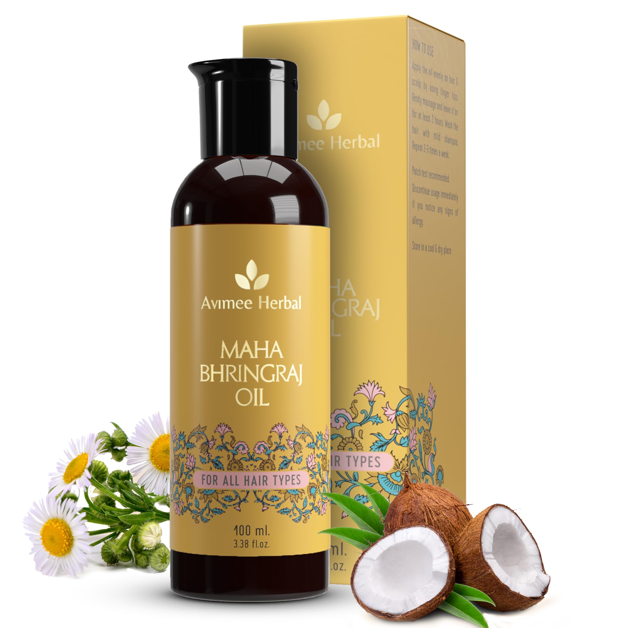 Avimee Herbal Keshpallav Mahabhringraj Oil For Hair Growth | Prevents Hairfall And Makes Hair Stronger | With Shweta, Peet And N