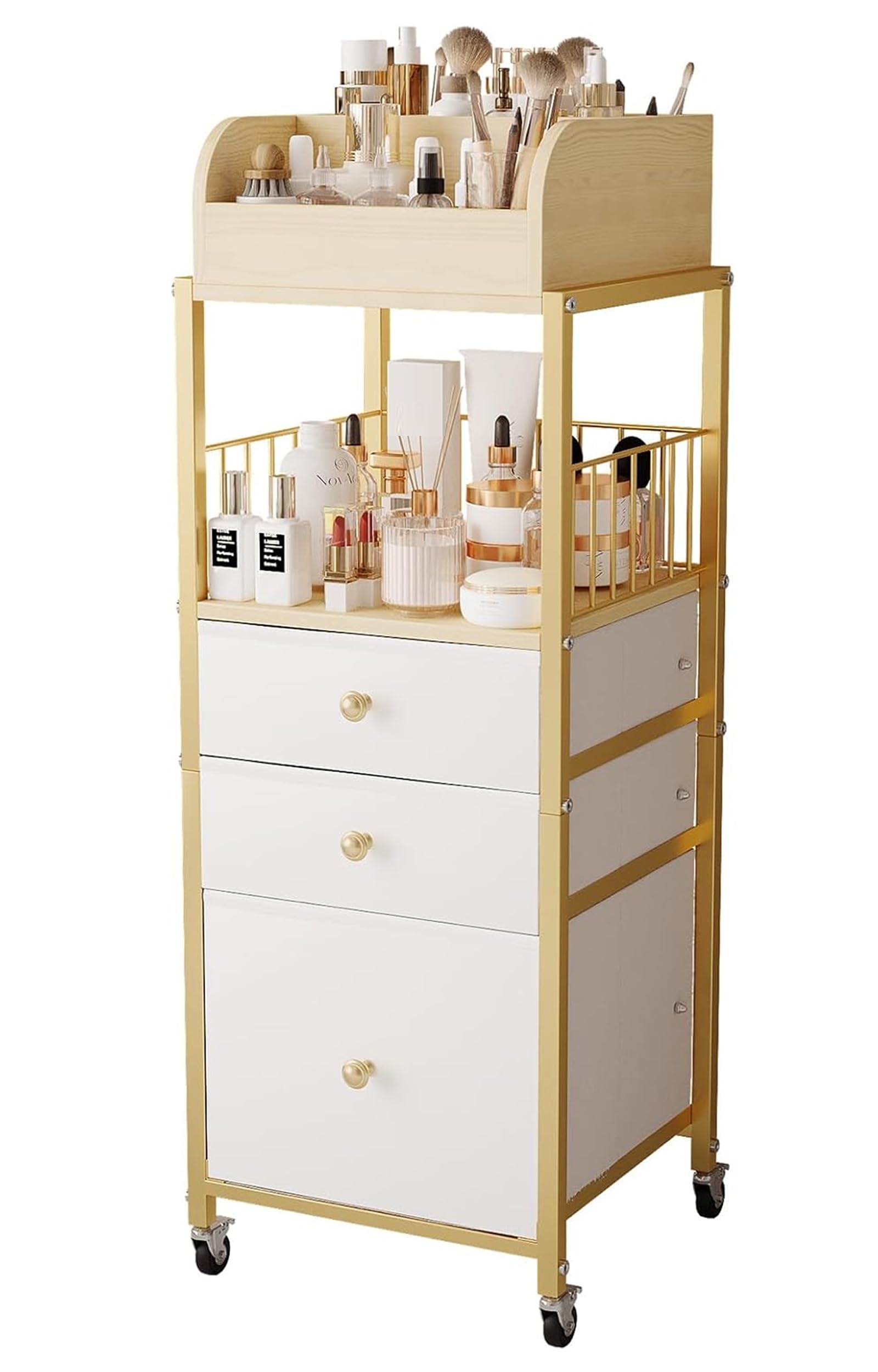 Makeup Organizer Cart with Drawers, Floor Skincare Organizers Make Up Organizers-Vanity Organizer Cosmetic Display Cases Holder 