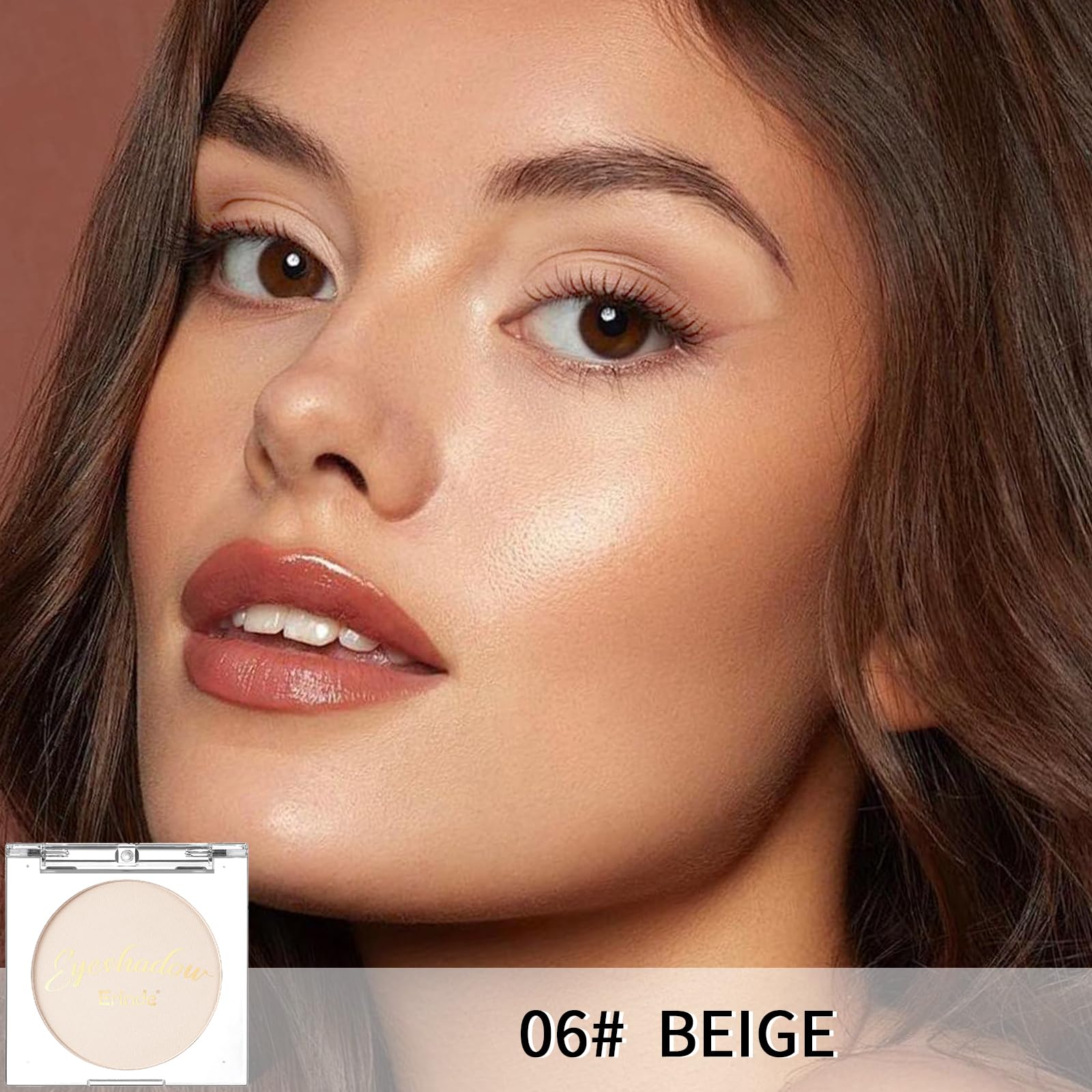 Erinde Single Beige Matte Eyeshadow Palette, Velvet Eye Shadow Compact Powder Primer Base Makeup, Neutral Nudes Naked Matte Pres