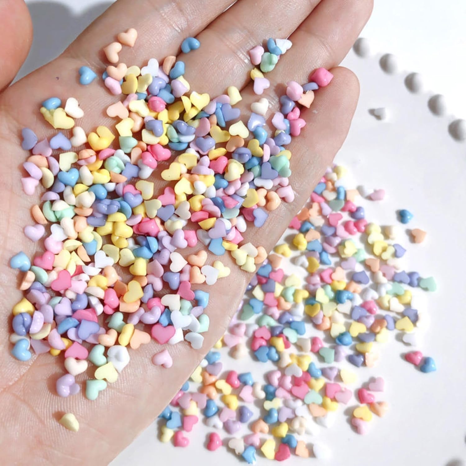 100 Pcs Heart Nail Charms 3D Love Hearts Valentines Day Nail Art Charms Colorful Transparent Hearts Resin Nail Crystal Acrylic N