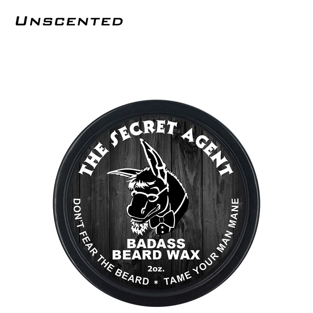 Badass Beard Care Beard Wax For Men - The Secret Agent Scent, 2 Oz - Softens Beard Hair, Leaves Your Beard Looking And Feeling M