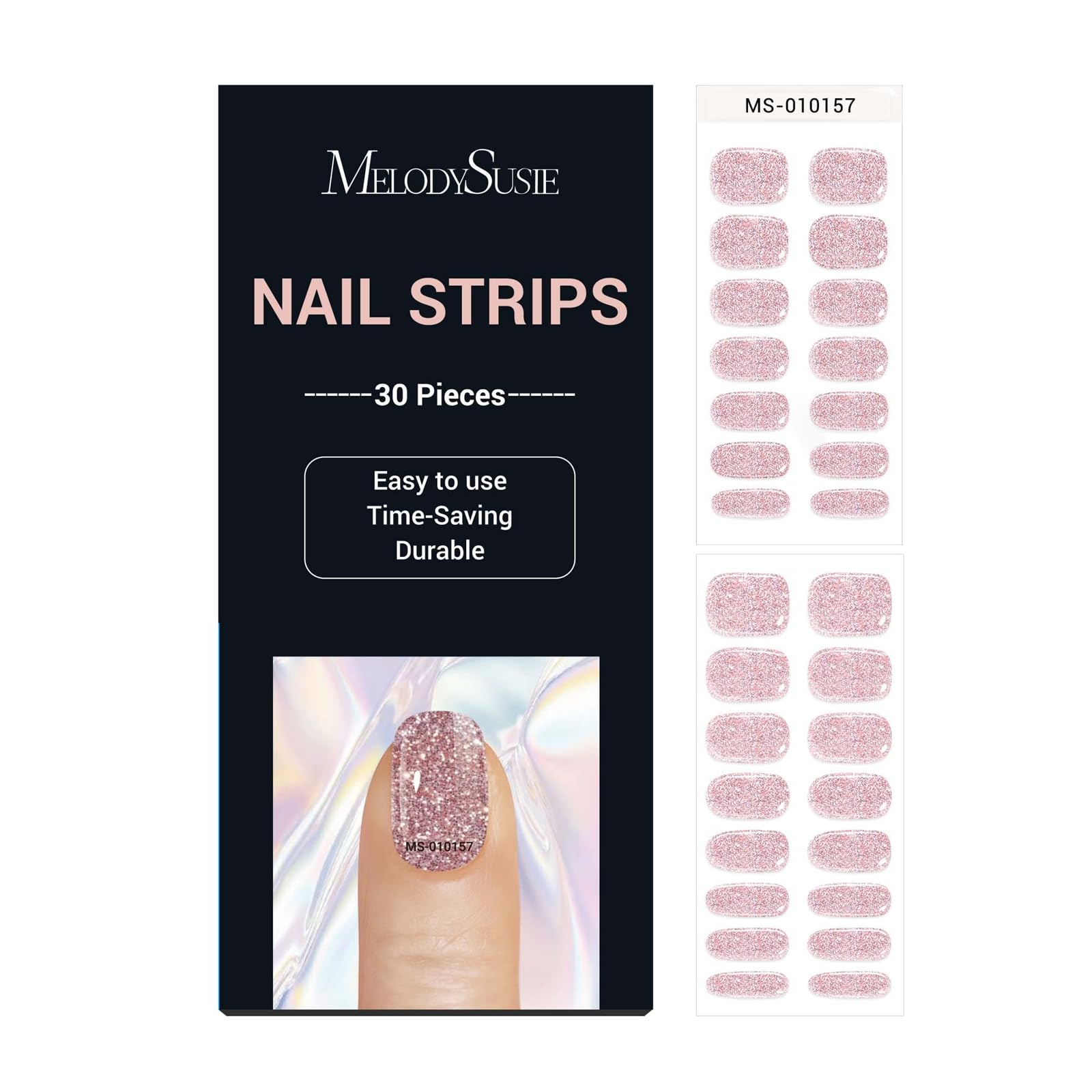 MelodySusie Semi Cured Gel Nail Strips (Incredibly Pink Shine)- Works with Nail lamp, Salon-Quality, Long Lasting, Easy to Apply