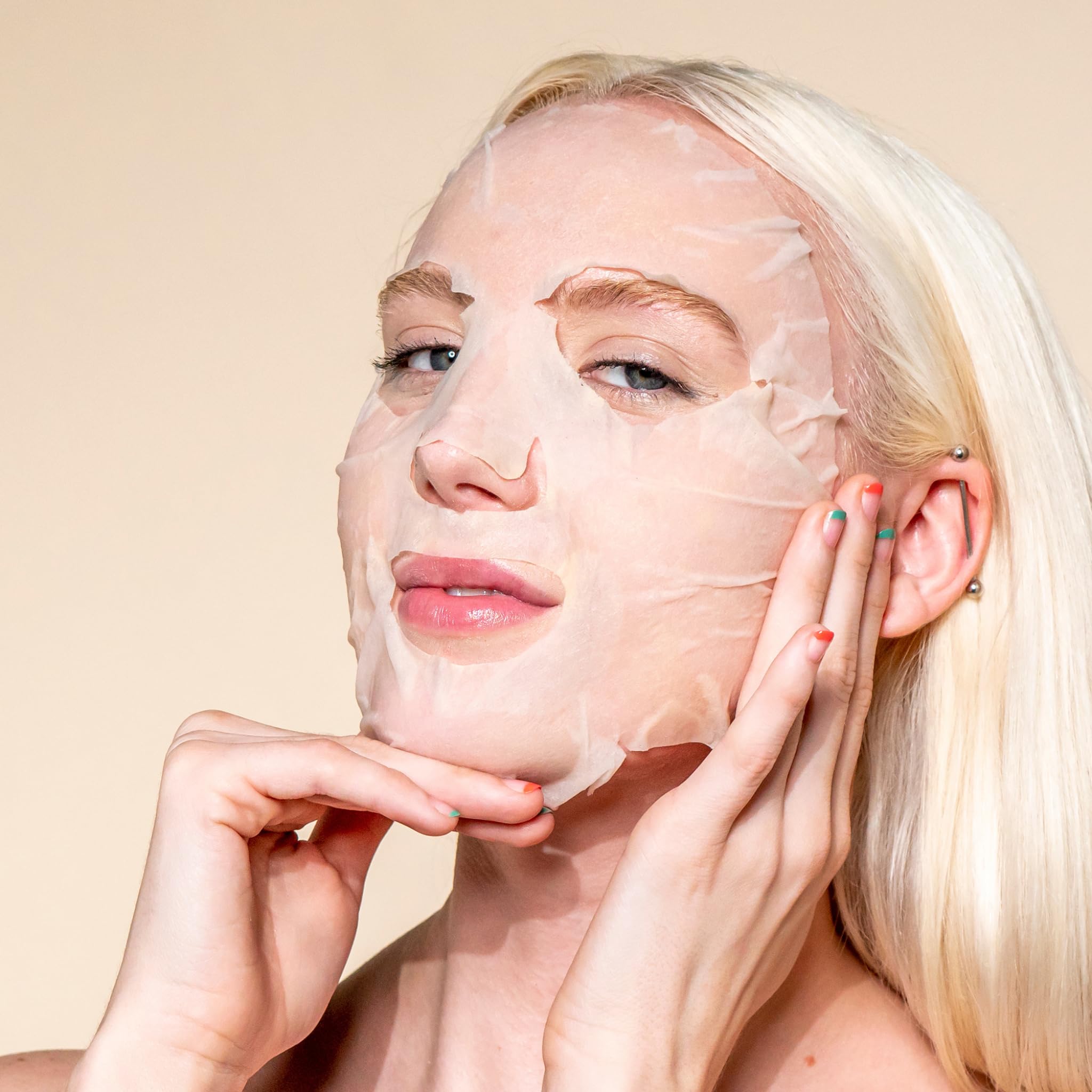 Pacifica Beauty Glow Baby Brightening Facial Mask, Skincare, Sheet Mask, Vitamin C, Aloe, Kelp, Dark Spots, Fine Lines, Cooling