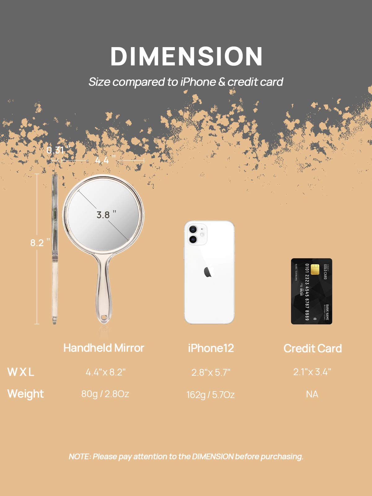 OMIRO Hand Mirror, Double-Sided Handheld Mirror 1X/3X Magnifying Mirror with Handle, Set of 12 (Clear)