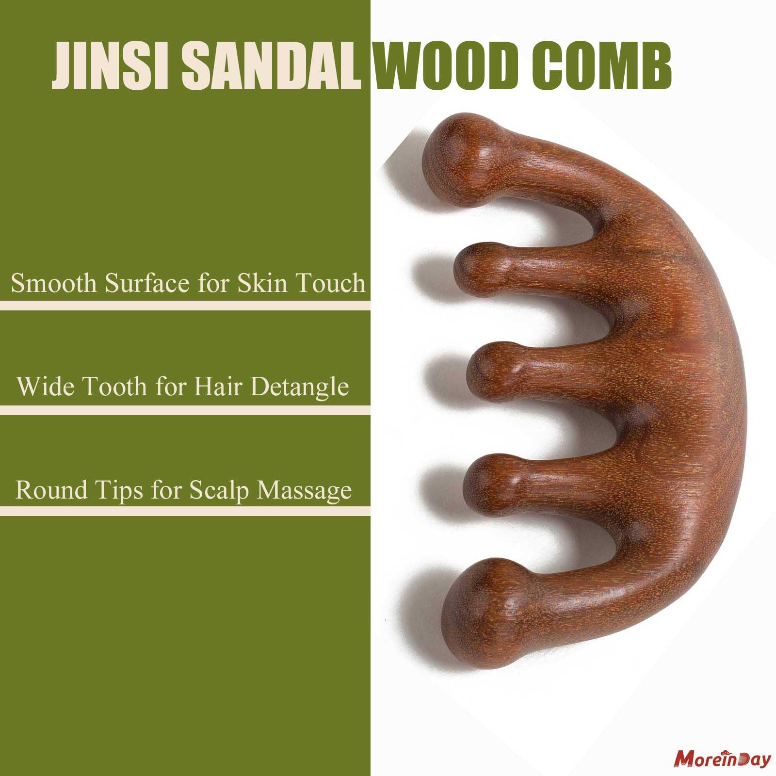 Moreinday Wooden Scalp Massager For Hair Growth, Massage Comb For Scalp Gua Sha, Wood Head Massager With Wide Tooth Wooden Scalp