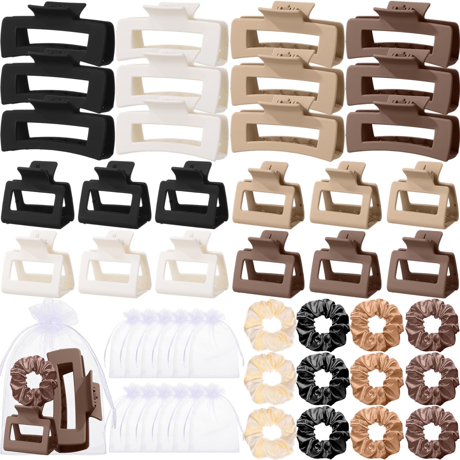 Yuxung 48 Pcs Neutral Hair Claw Clips Set Hair Clips Scrunchies Bulk Gifts for Women Bridesmaid Proposal Gifts Bulk for Bachelor