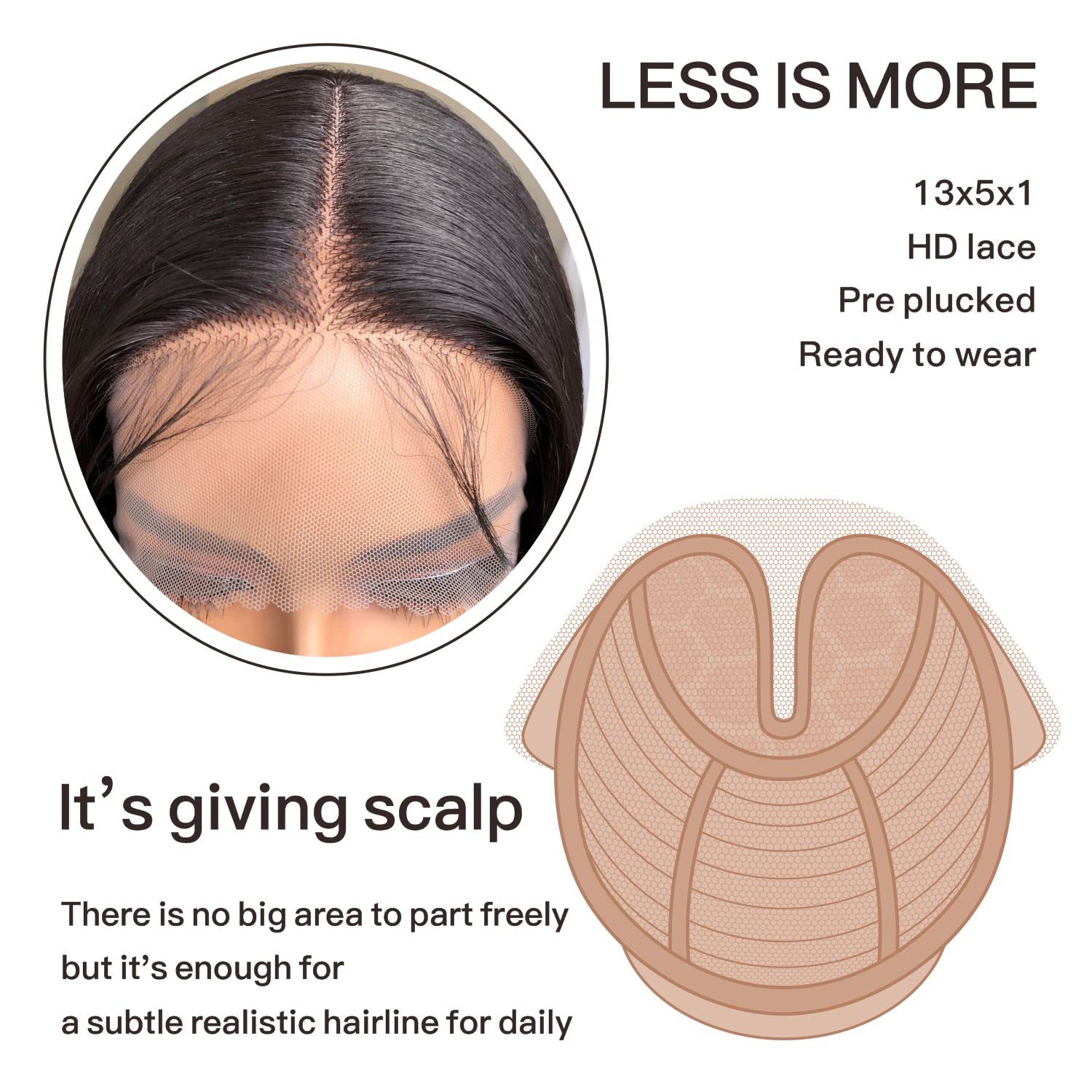 BrownBomb Straight Lace Front Wig Pre Plucked, Synthetic Lace Front Wig Pre Plucked Ready to Wear Glueless Wigs 13X5X1 HD Lace F