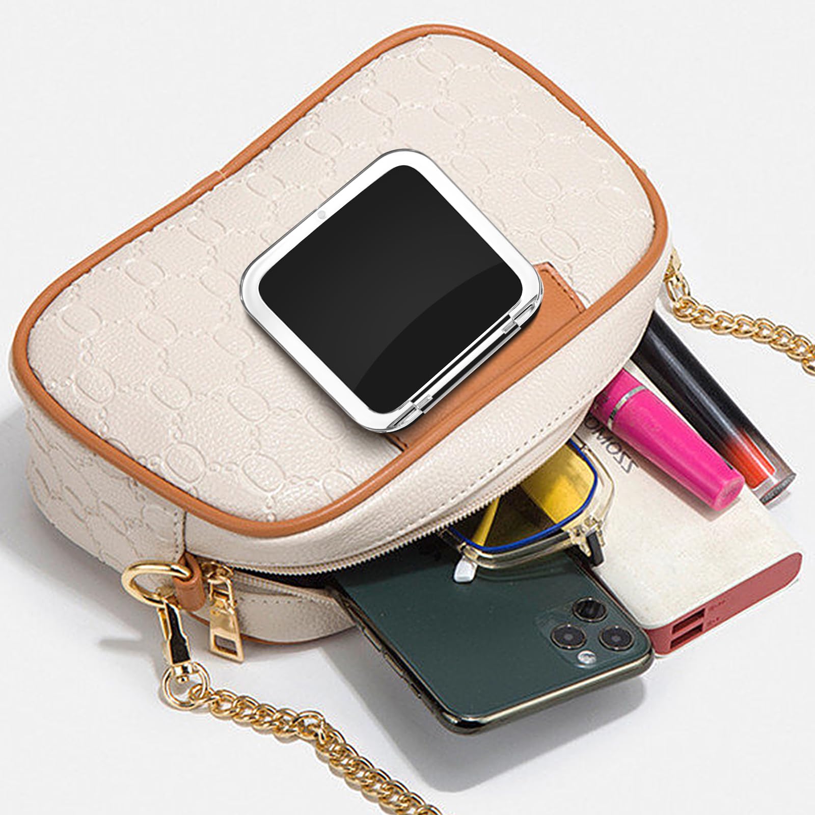 Compact 10X Magnifying Makeup Mirror for Travel, Small Pocket Mirror-Handheld, Foldable & Portable 2-Sided with 10X Magnifying a