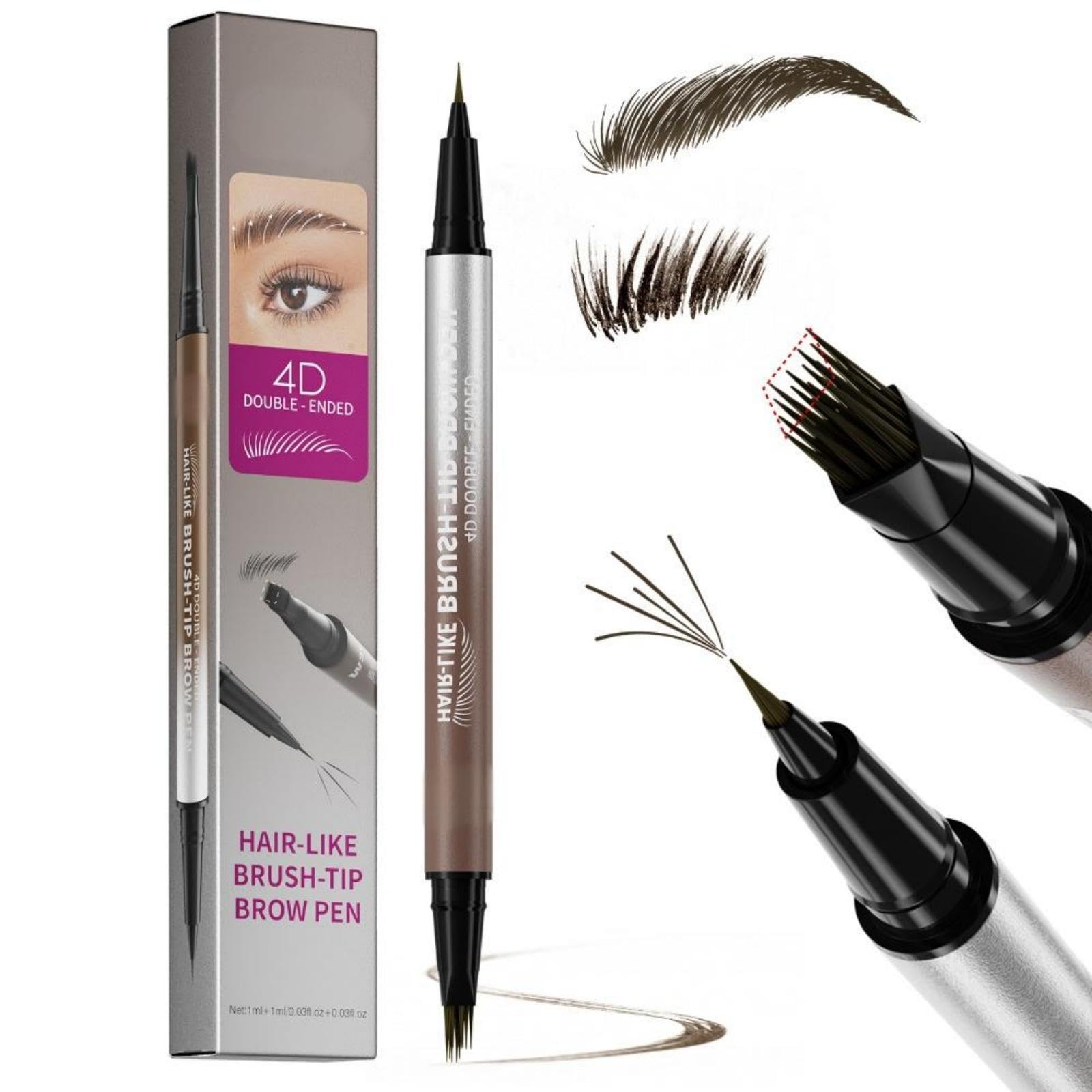 Microblading Eyebrow Pencil & Pen for Women,Waterproof Smudge Proof QuickDry Brow Definer with Micro Split Tip for Hair Like St