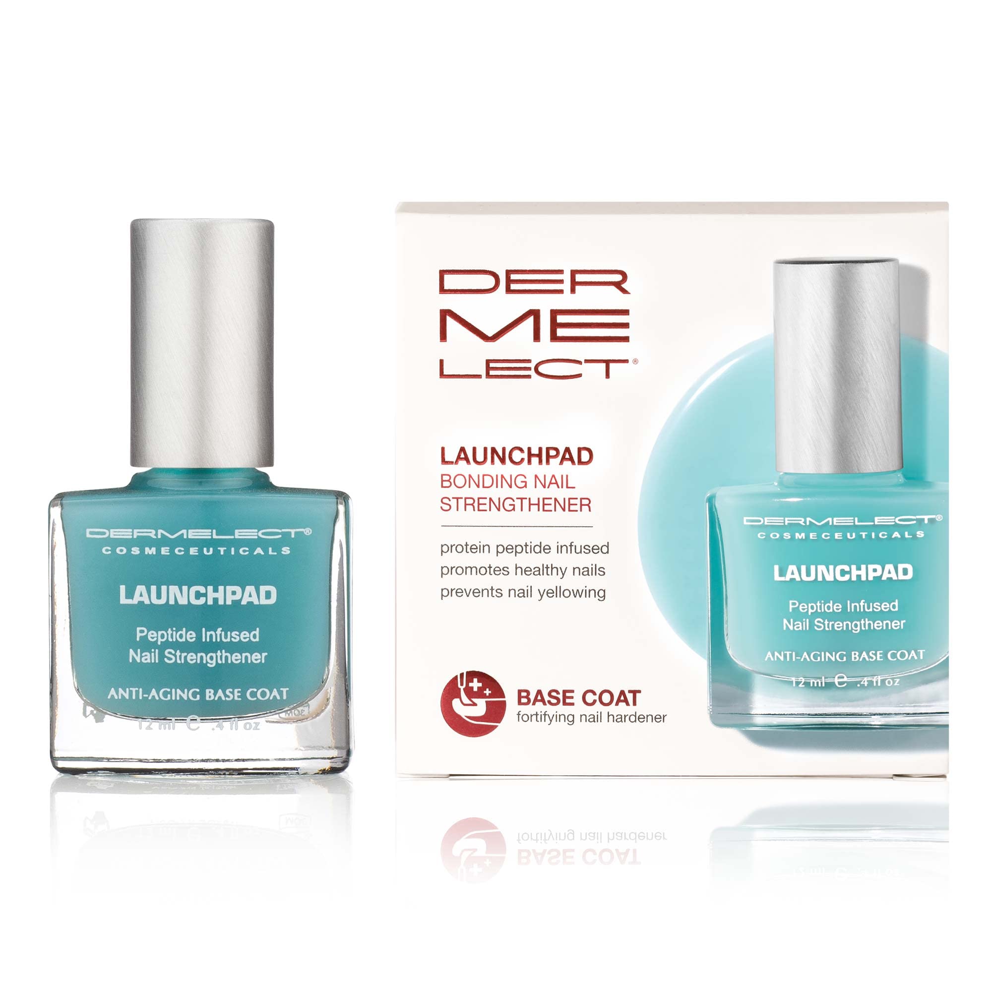 Dermelect Launchpad Nail Strengthener - Nailcare Base Coat with Keratin Protein Peptides, Strengthening, Hardening Protective Tr