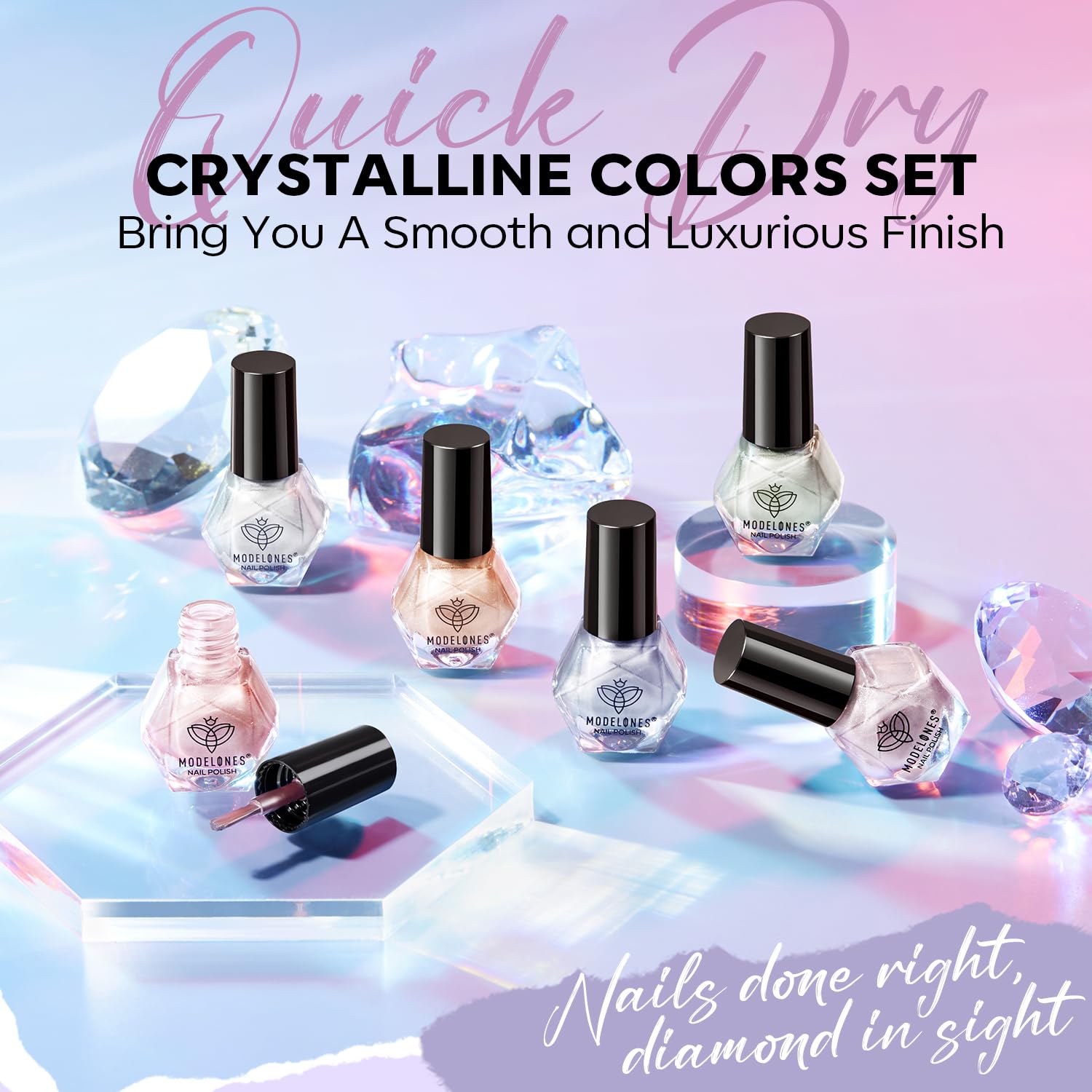 Modelones Cat Eye Nail Polish Set, 6 Colors Magnetic Silver Pink Red Purple Quick Dry Mini Nail Lacquer Kit, Green Orange Blue L