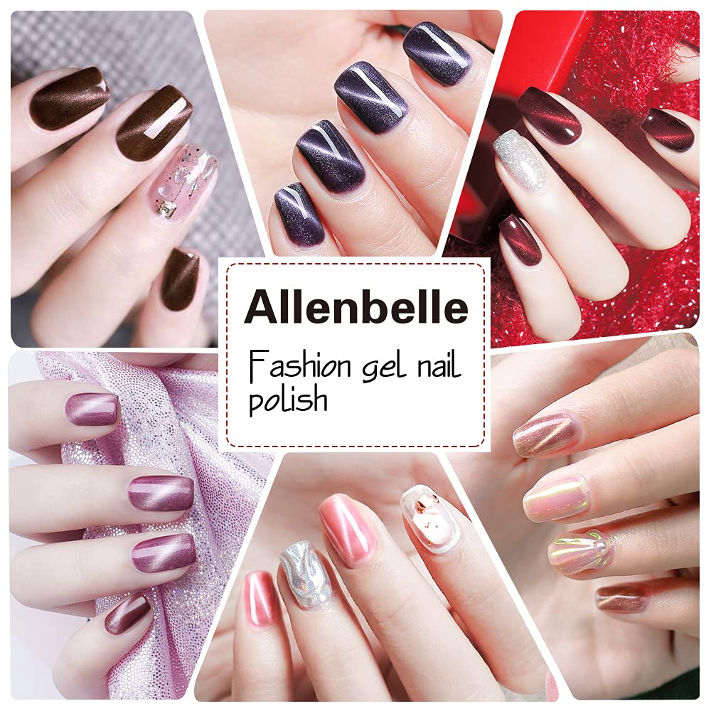 Allenbelle Magnet Gel Nail Polish Cat Eye Gel Nail Polish Soak Off Uv Magetic Gel Nail Polish (With Magetic As Gift,73Ml) 008