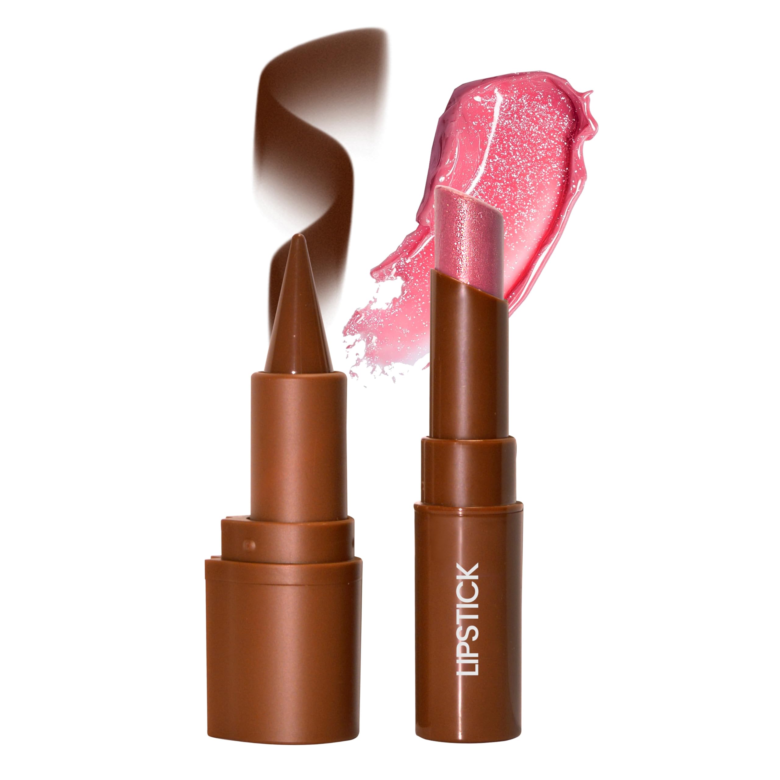 HOSAILY Lip Combo Sets, Brown Plumping Lip Contour Liner Pencil and Pink Lipstick Combo, Matte Highly Pigmented Lip Liner Moistu