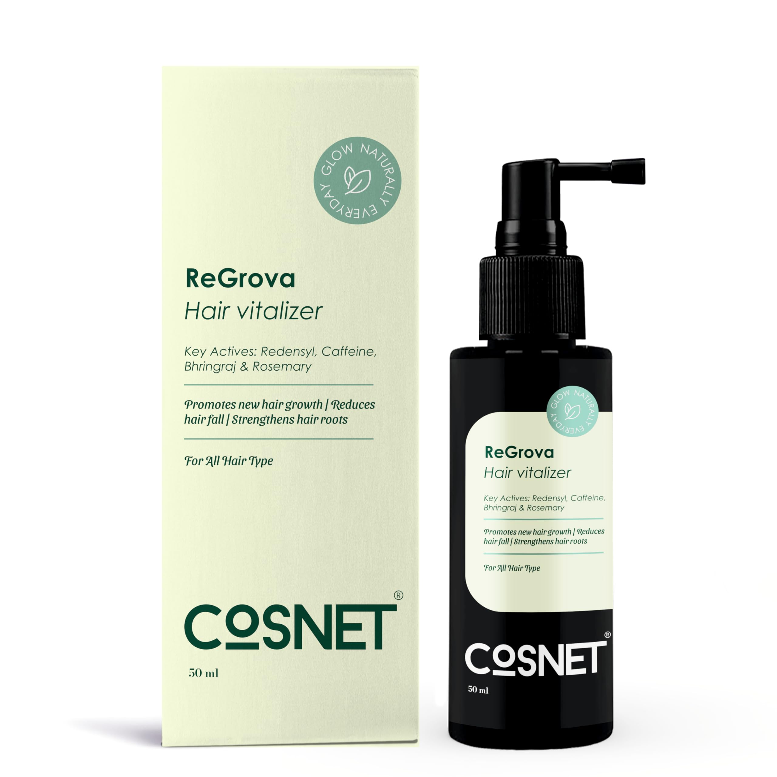 Cosnet Regrova Hair Vitalizer 50Ml Hair Care Solution For Men & Women Lightweight Non Greasy Nourishing Scalp Treatment For Stro