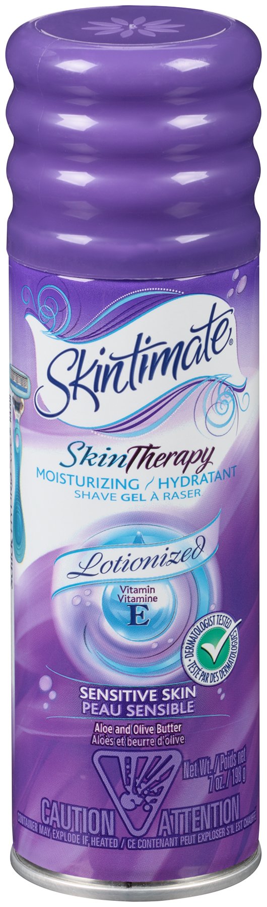Skintimate Skin Therapy Moisturizing Shave Gel for Women with Vitamin E, Aloe, and Olive Butter, 7 Ounce