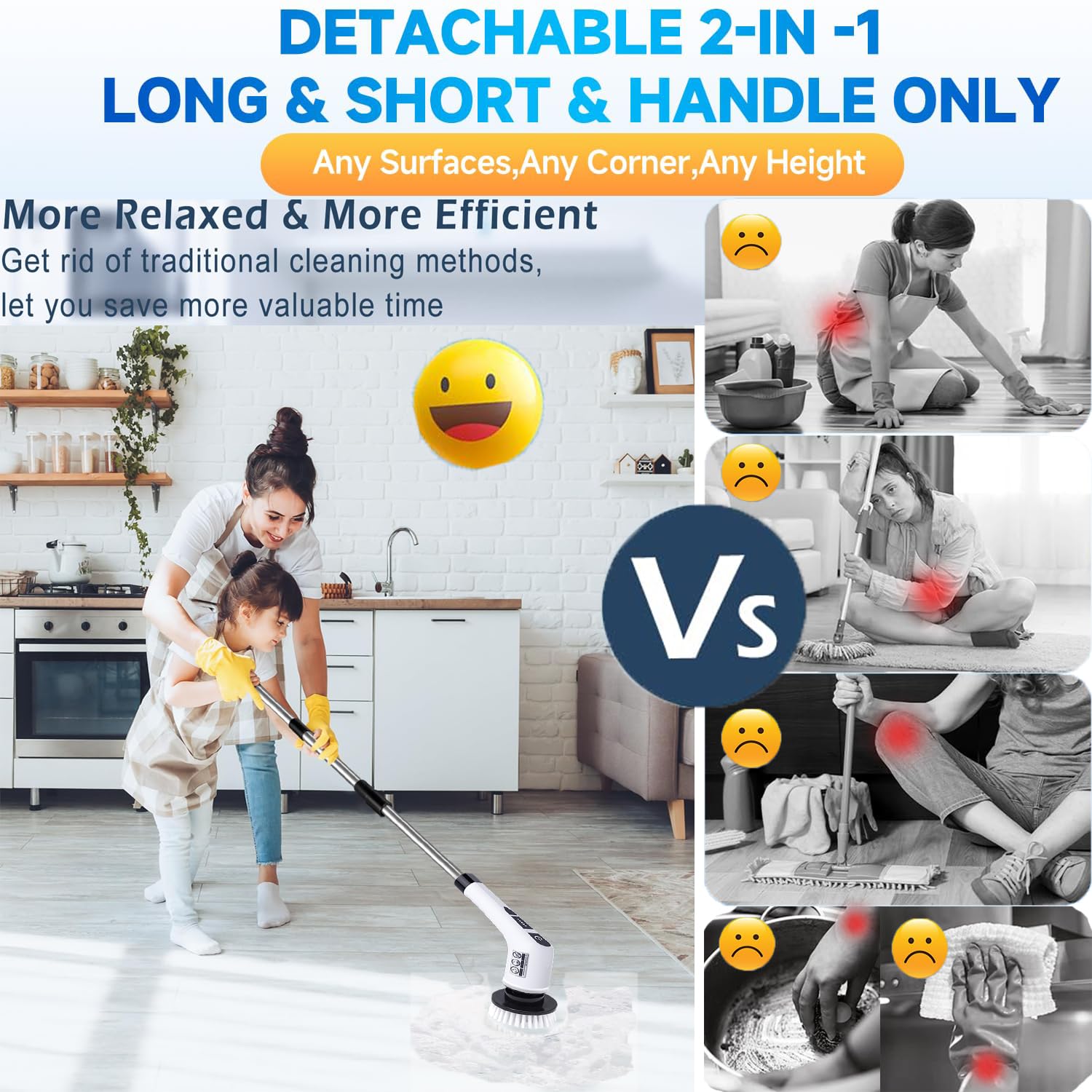 Electric Spin Scrubber,Cordless Cleaning Brush 9-In-1Replaceable Brush Head,2 Rotat Speed,Shower Scrubber With Adjustable Detach