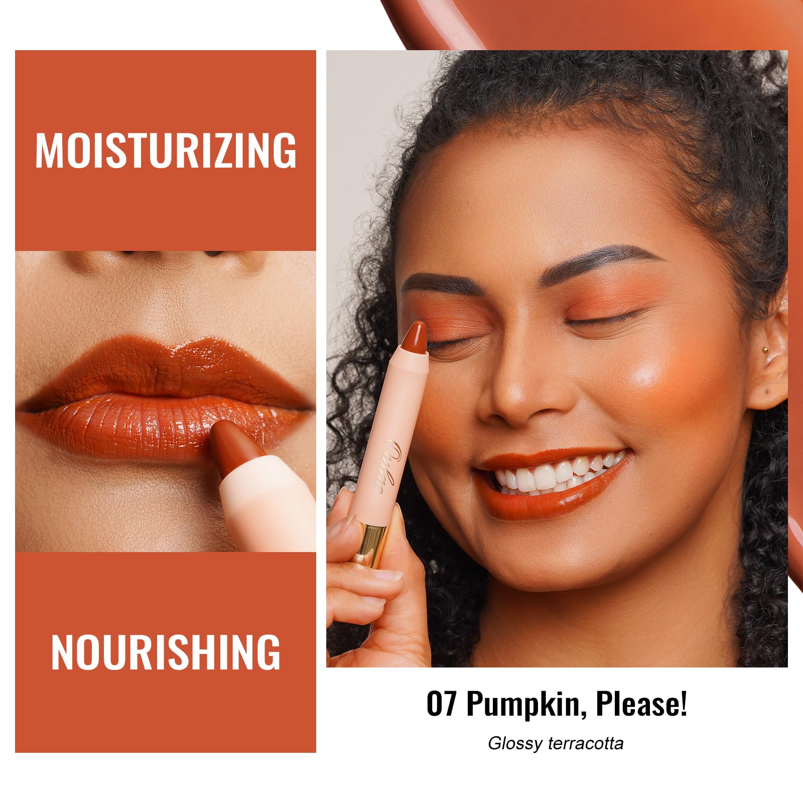 Oulac Orange Lipstick - Moisturizing Lipstick Tinted Lip Balm For Dry Lips, Rust Red Lip Crayon & Blush - Lip Colour And Cheeks