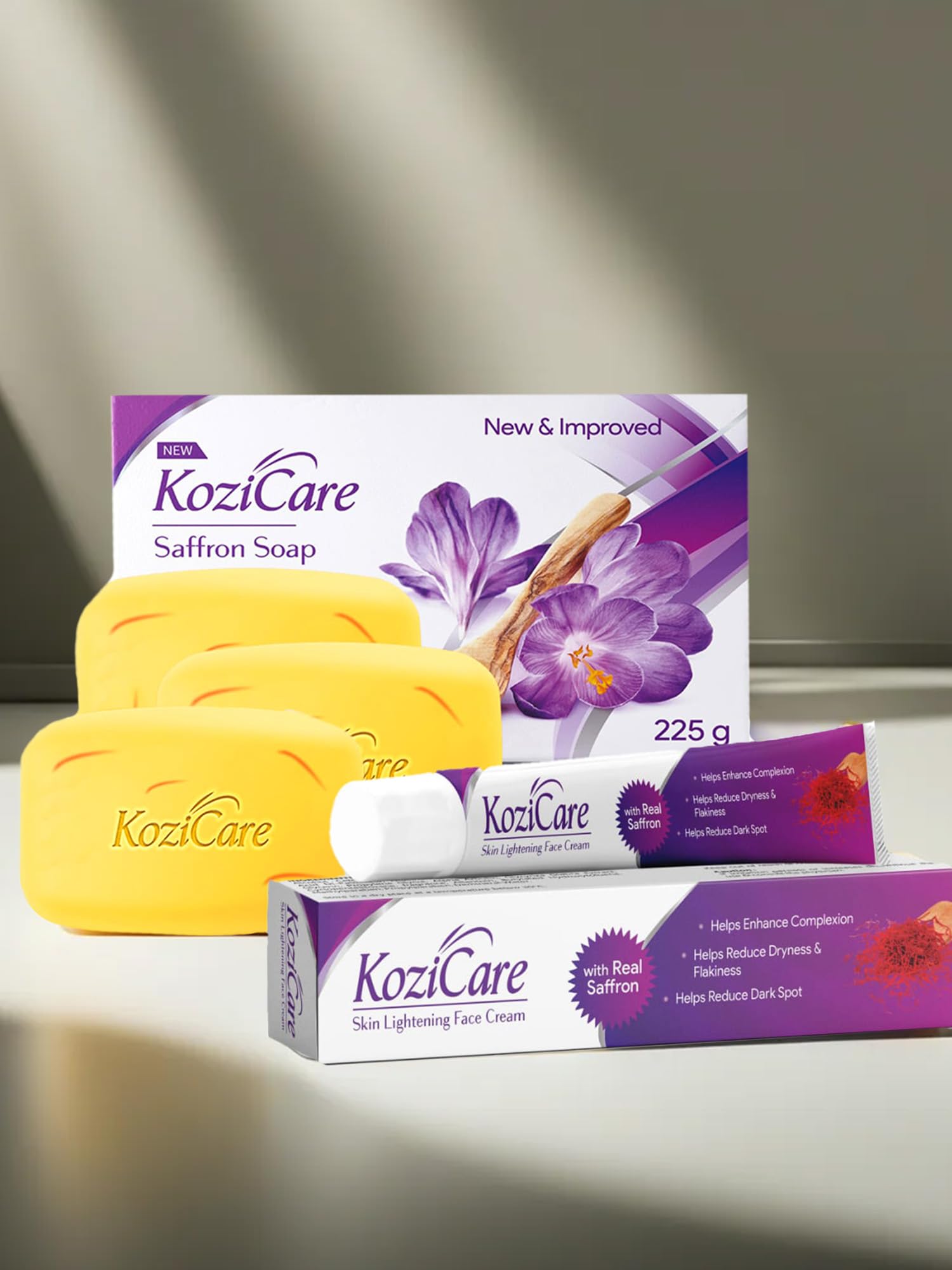 Kozicare Kojic Acid Soap & Saffron Face Cream Combo | Body Tan Removal Soap | Body Soap For Women & Men- Pack Of 3 | Alpha Arbut