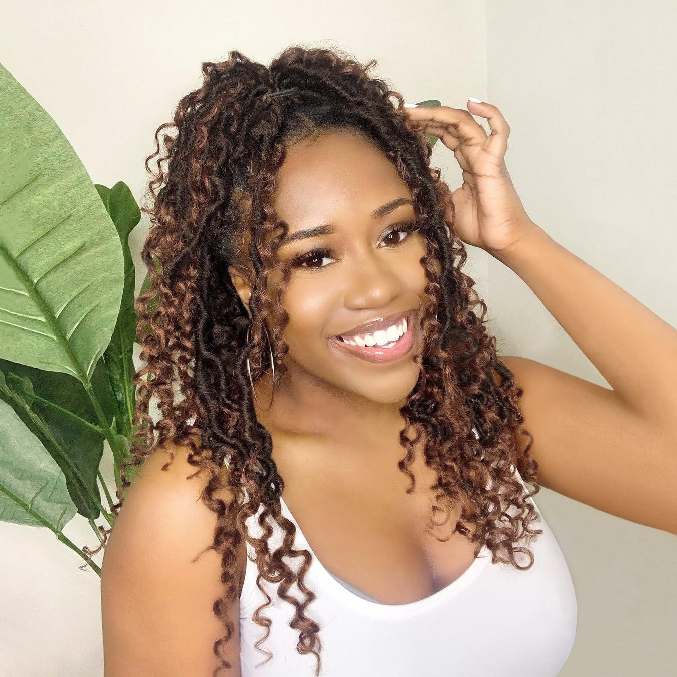 Forevery Goddess Locs Crochet Hair 14 Inch Faux Locs Crochet Hair 6 Packs Prelooped Crochet Hair for Black Women, River Locs Cro