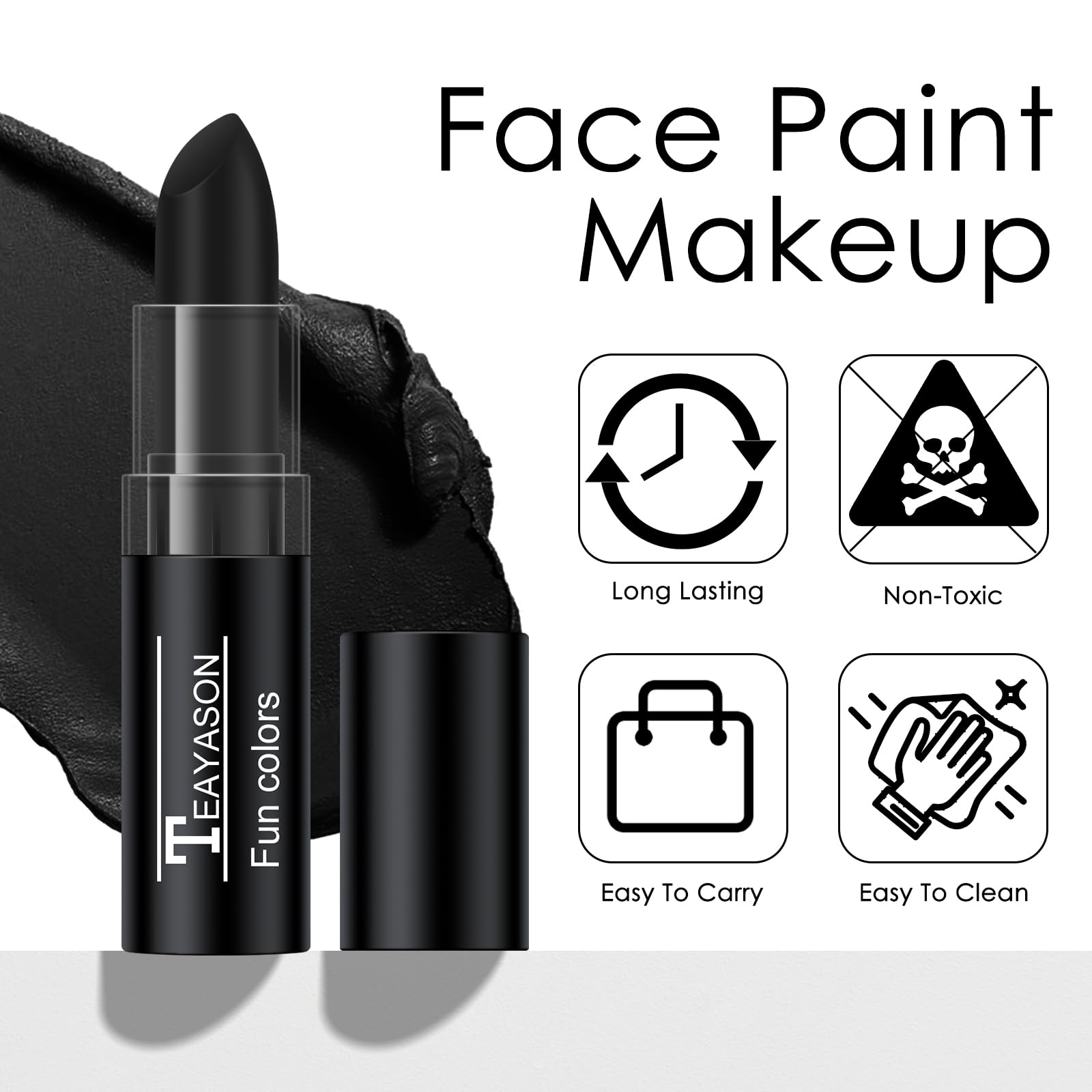 Freeorr 2Pcs Black Face Body Paint Stick Eye Black,Balck Makeup Paint Eyeblack For Baseball/Football/Halloween/Costume Accessori