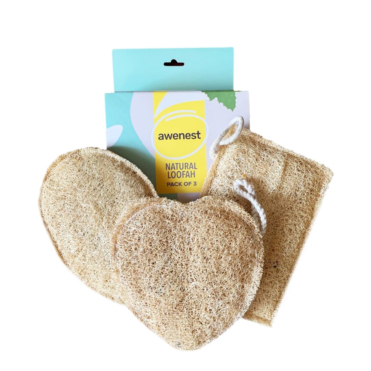 Awenest 100% Natural Sun-Dried Loofah | Organic Bath Scrubber For Women & Men | Gentle Exfoliating Body Scrub Sponge | Eco-Frien