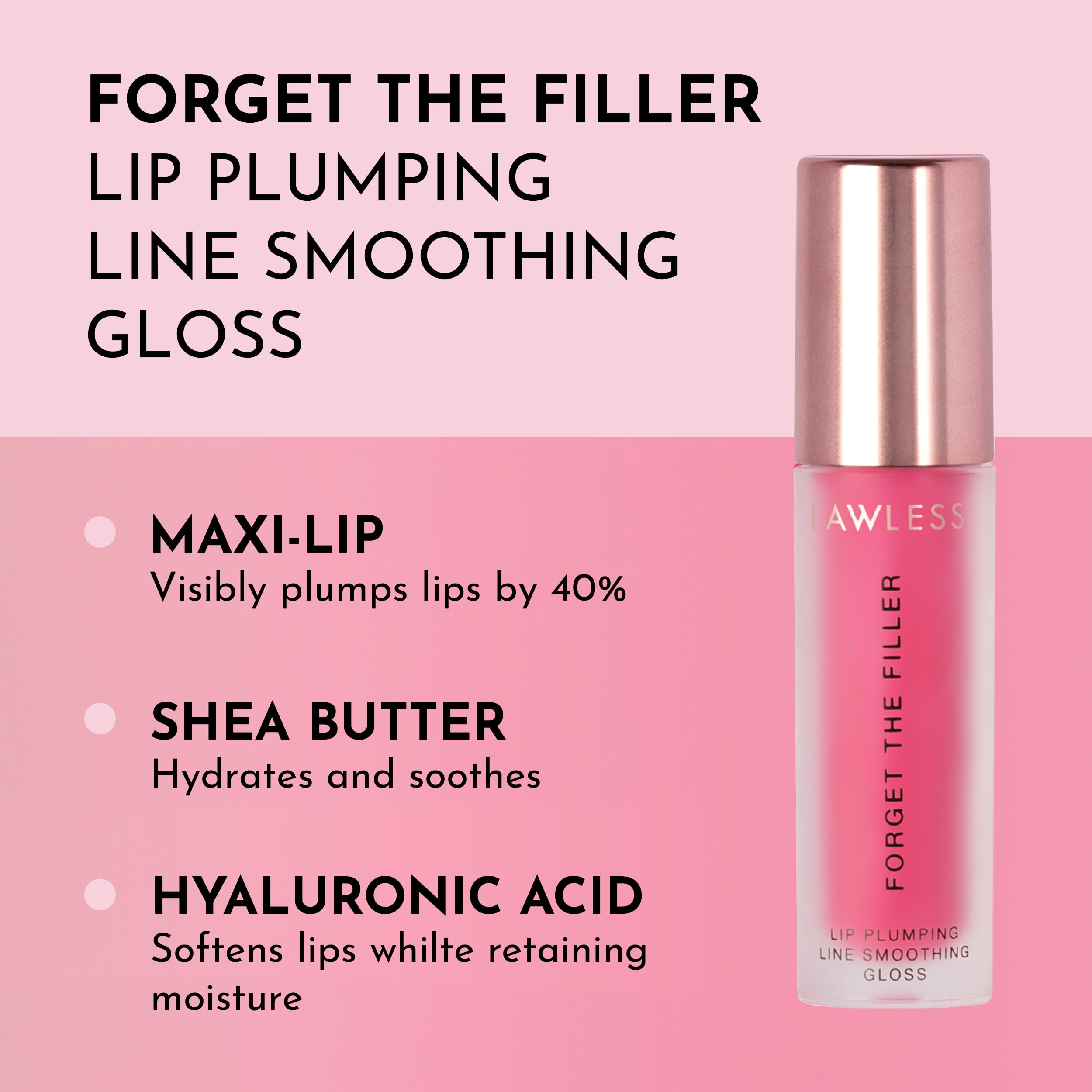 LAWLESS Forget The Filler Lip Plumper Gloss, Juicy Watermelon, 0.11 Fl Oz