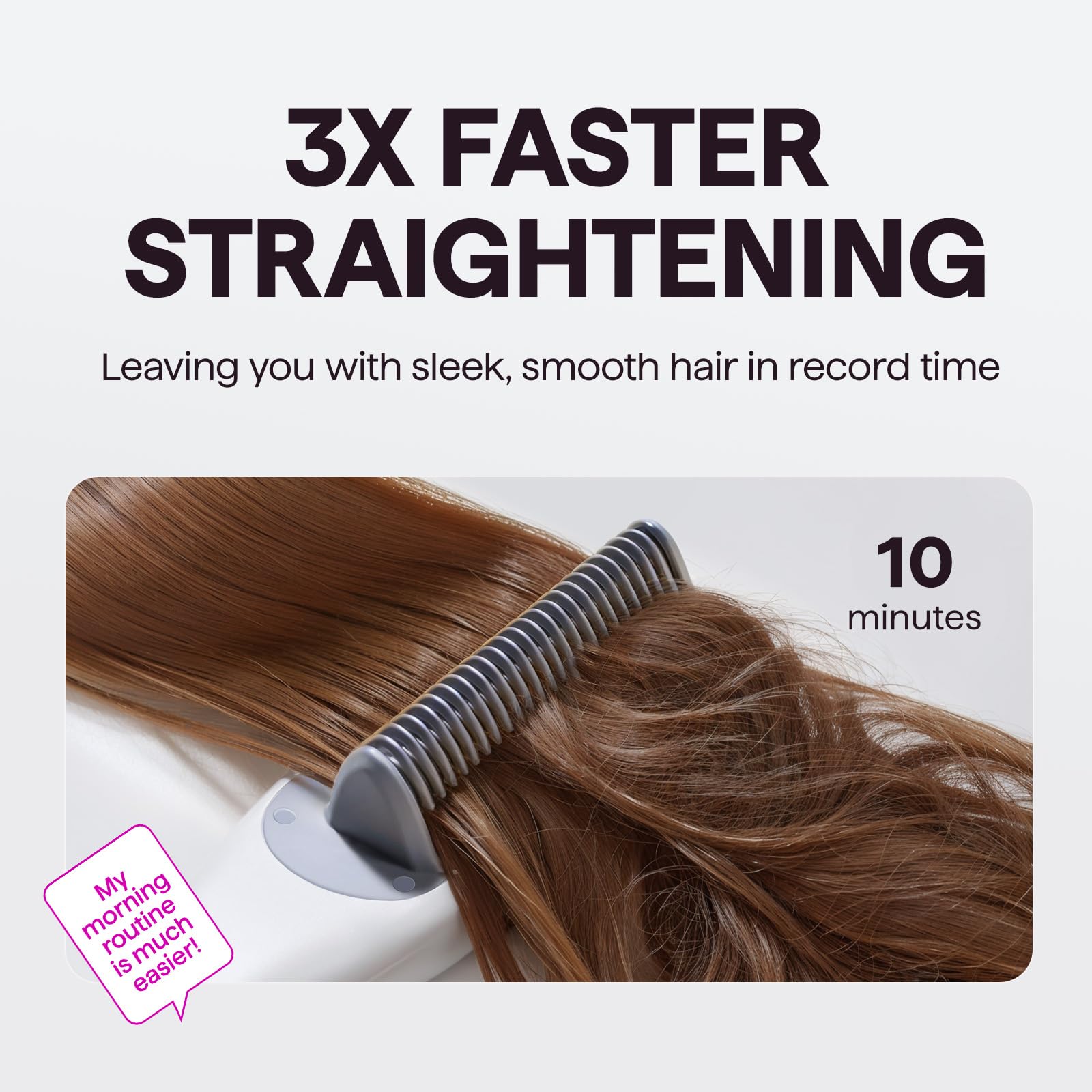 Wavytalk Pro Steam Hair Straightener Brush, 14.6" Ceramic, White, Model B390, Reduces Damage & Nourishes Hair
