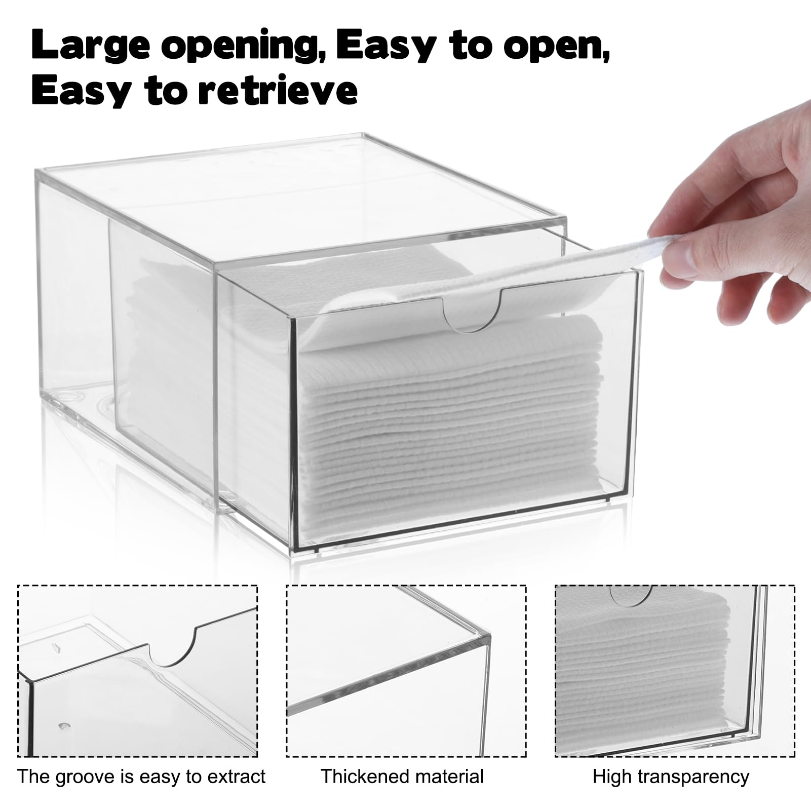 2 Pack Disposable Face Towel Holder, Plastic Face Towels Storage Box with Drawer, Stackable Organizer for Clean Skin Club Face X