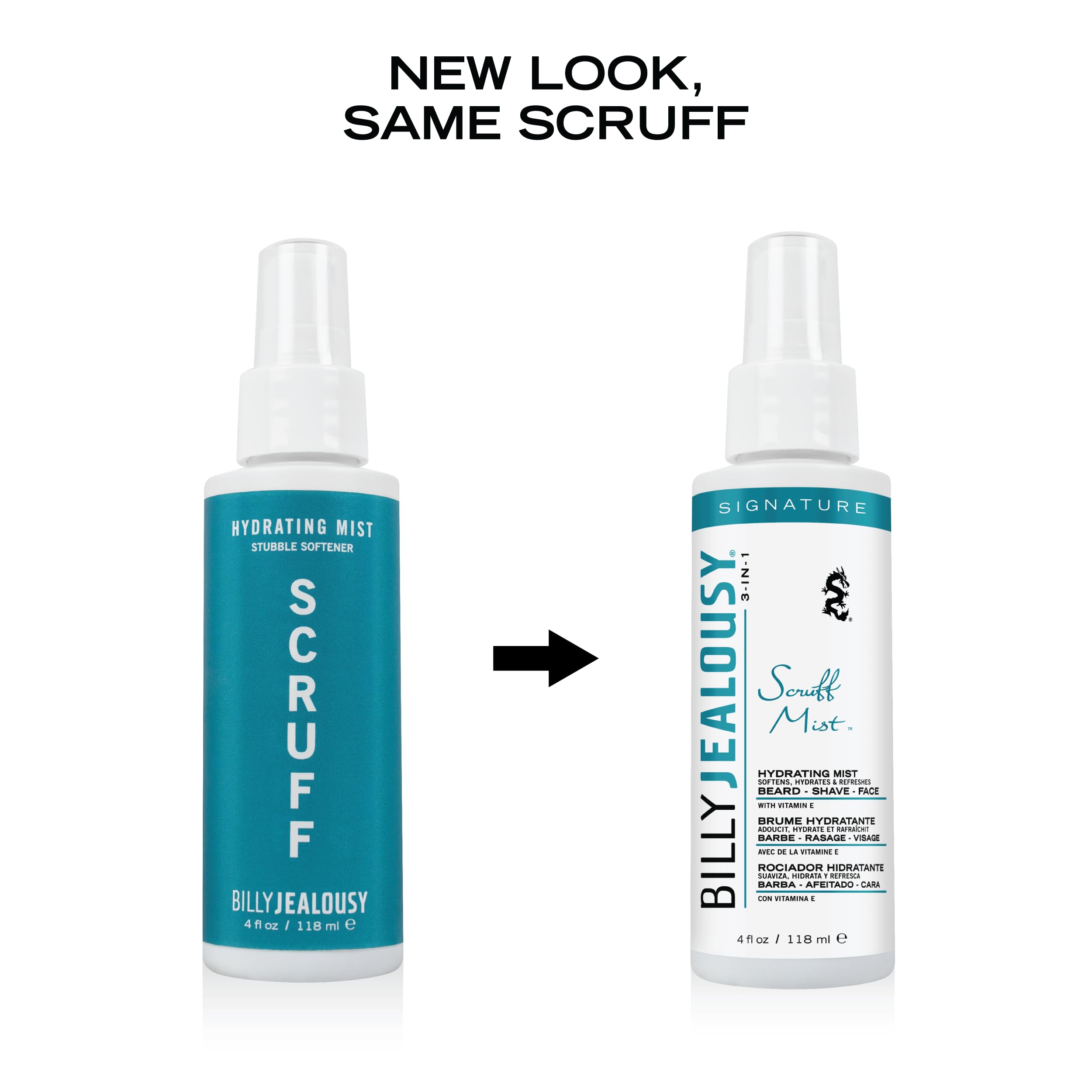 Billy Jealousy Signature Scruff Mist 3-in-1 Hydrating Beard, Shave & Face Spray for Men with Vitamin E | Soften Stubble, Refresh