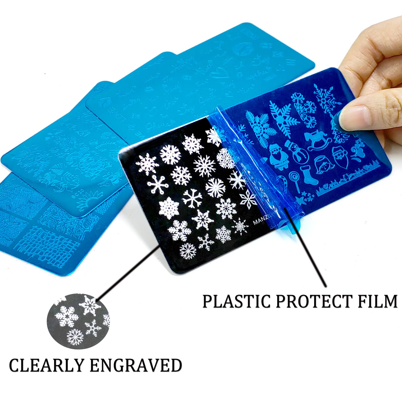 Nail Stamper Plate Kit, 4 Pcs Nail Stamping Plates + Dual-End Silicone Nail Art Stamper + Scraper, Chrsitmas Elements & Butterfl