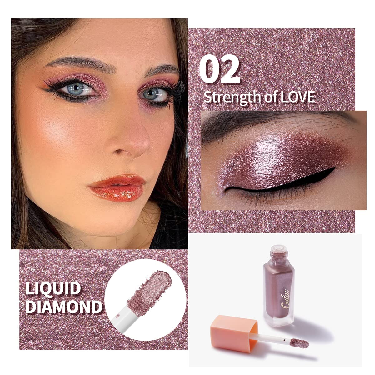 Oulac Liquid Glitter Eyeshadow Liquid Eyeshadow Metallic Eyeshadow Shimmer Eyeshadow Liquid Eyeliner Non-Sticky One-Swipe Covera
