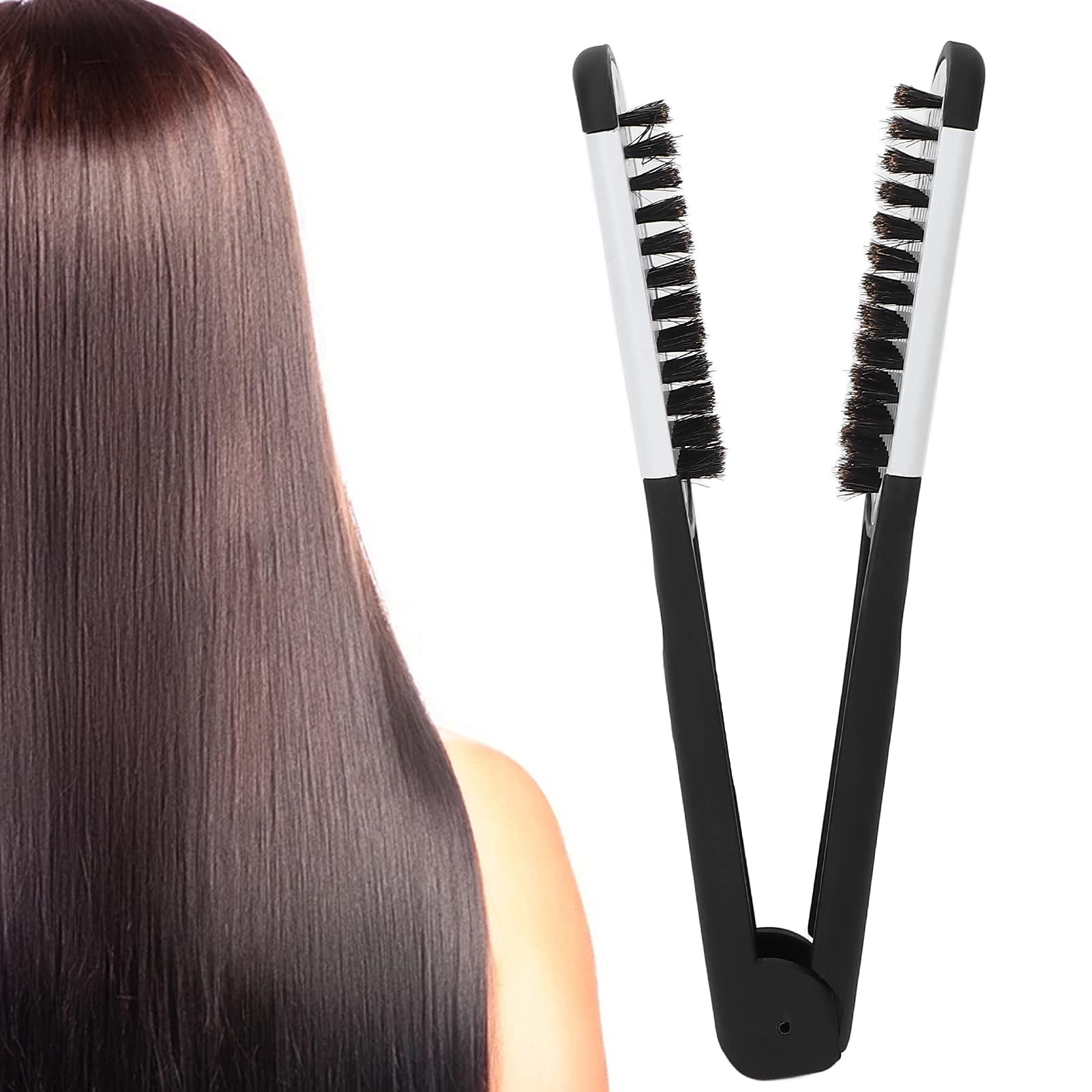 Clamp Double Sided Brush Hair Hair Brush Straightener Styling Tool for Women Men Hairdressing Comb Double Brushes[White]