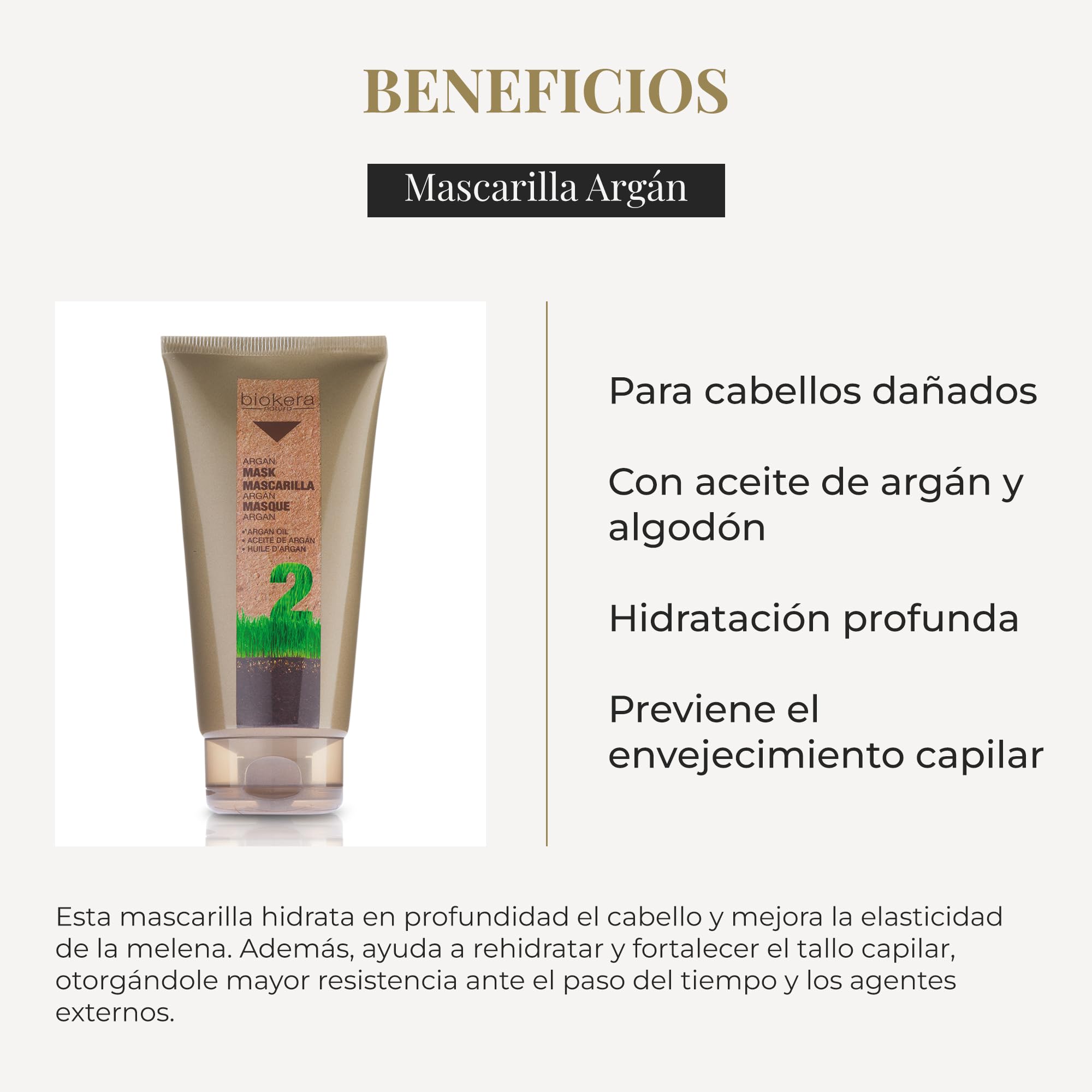 SALERM - Hair Mask - Argan Mask Biokera Natura - 200 ml - for Damaged Hair - with Argan and Cotton Oil - Deep Hydration - Helps