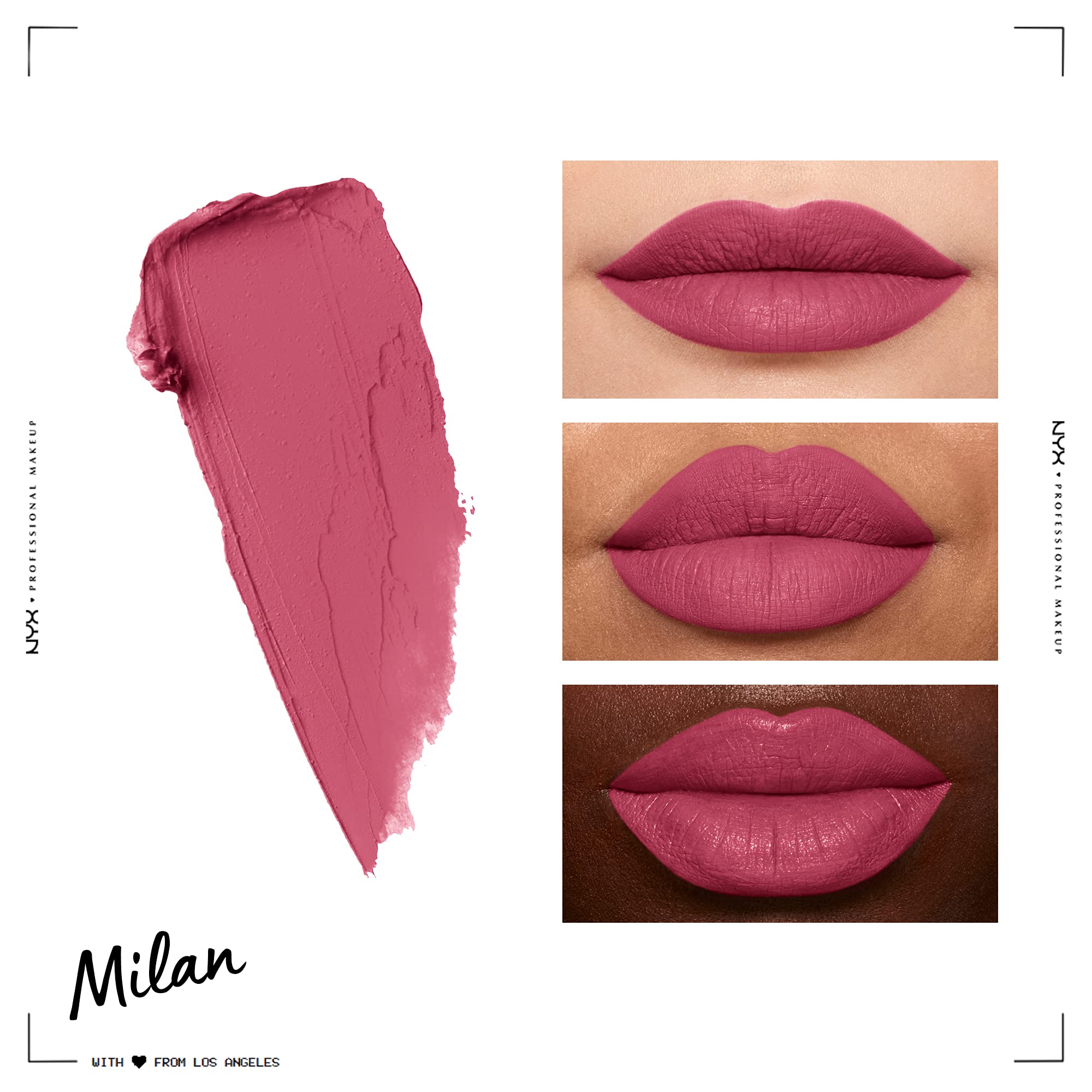 Nyx Professional Makeup Soft Matte Lip Cream, Lightweight Liquid Lipstick - Milan (Dark Pink-Brown)