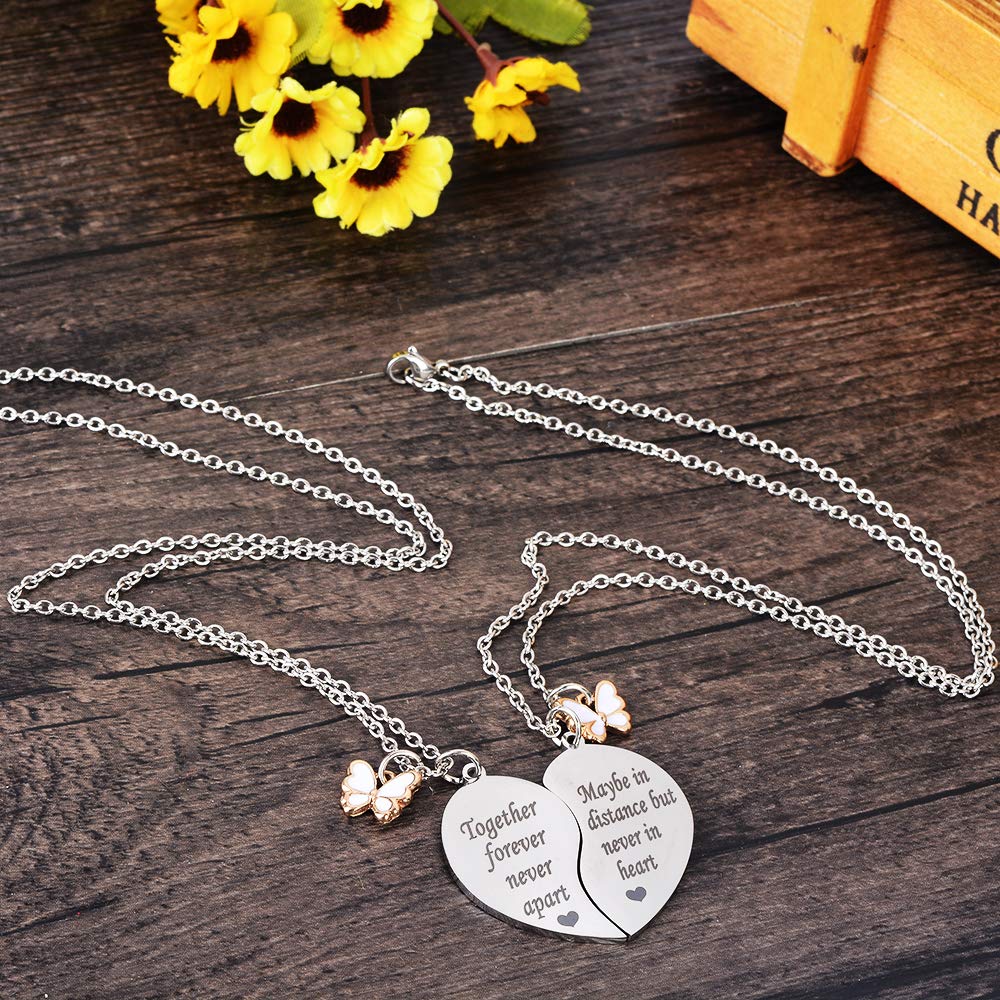 MJartoria BFF Necklace for 2-Valentines Heart Matching Necklace Best Friends Pendant Friendship Necklace Set of 2 Birthday Gifts