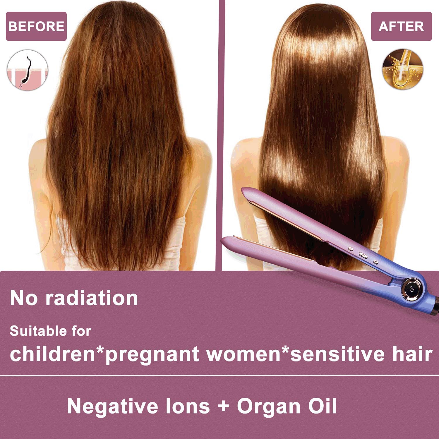 Hair Straightener and Curler 2 in 1, Nano Titanium Ceramic Flat Iron with Argan Oil, Ionic Protect Hair,Curling Iron 1 inch, 25
