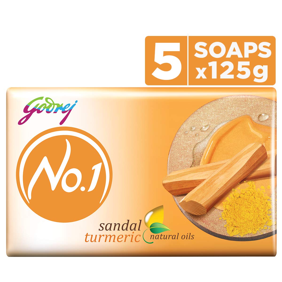 Godrej No.1 Sandal And Turmeric, 125G (Buy 4 Get 1 Free)